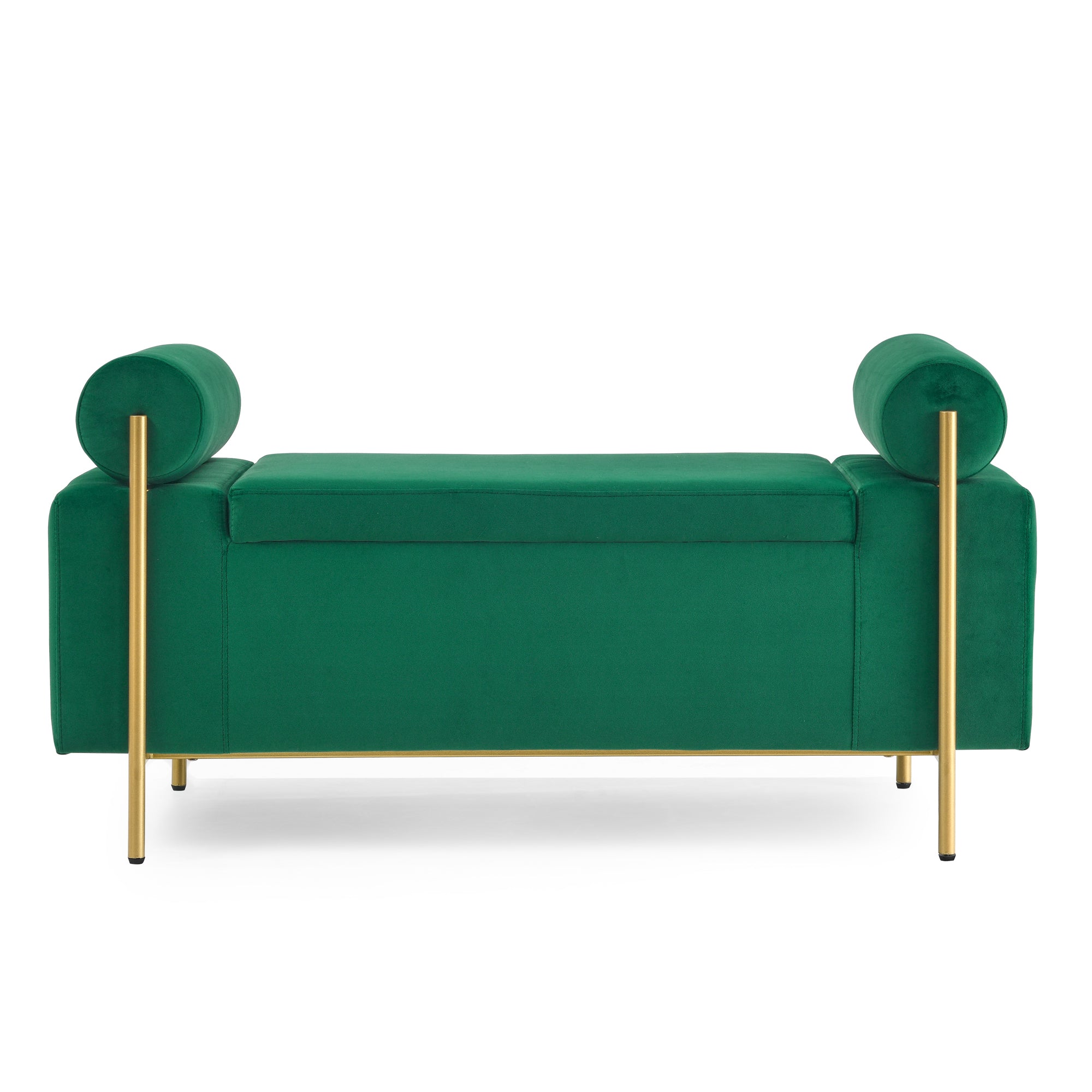 Everest green ottoman bench showing front view isolated product image on white background