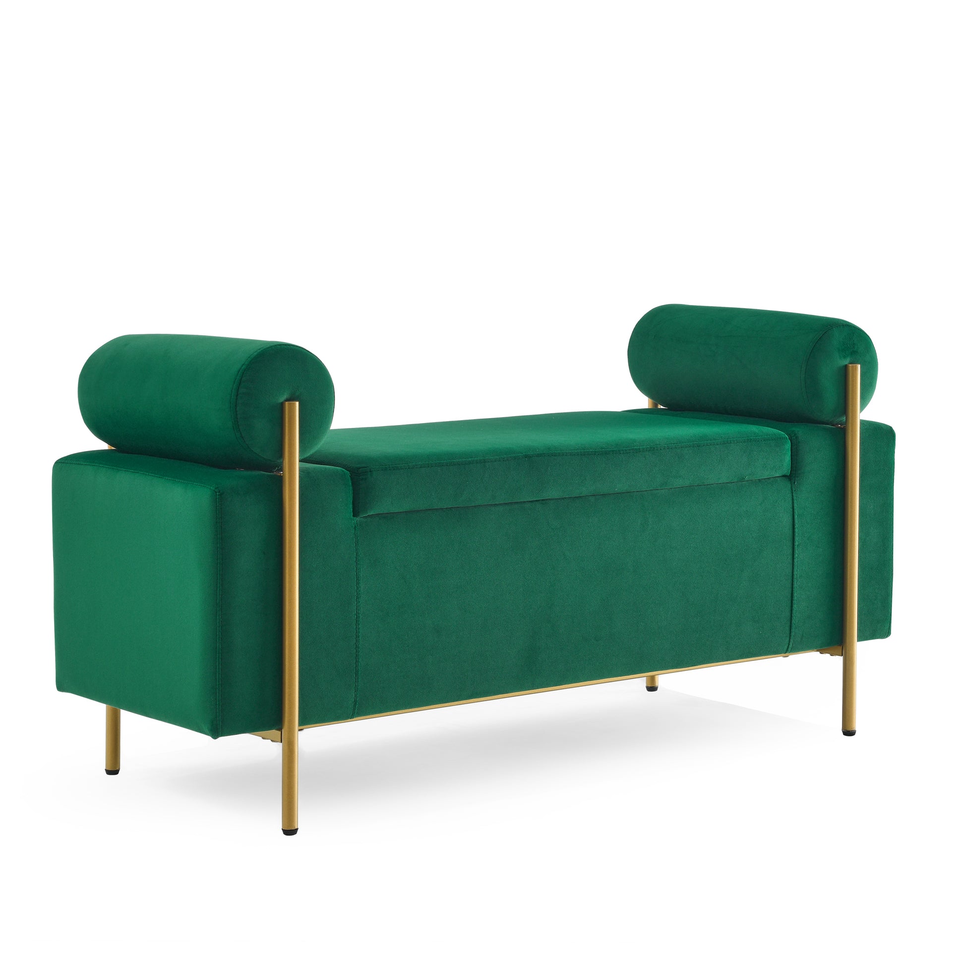 Everest green ottoman bench showing angled view isolated product image on white background