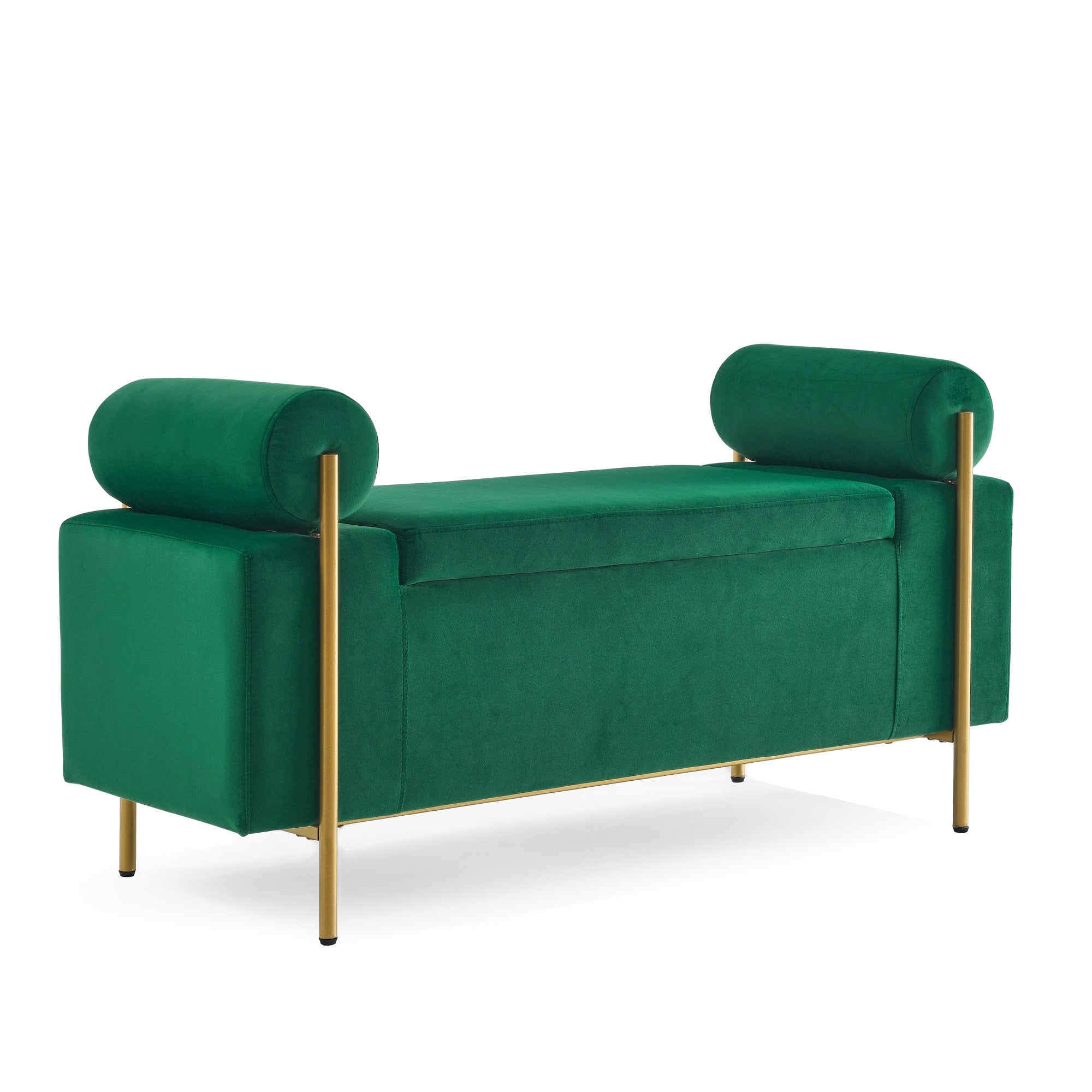 Everest green ottoman bench showing angled view isolated product image on white background