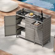 Ferrara gray storage cabinet showing poolside outdoor serving and storage setup