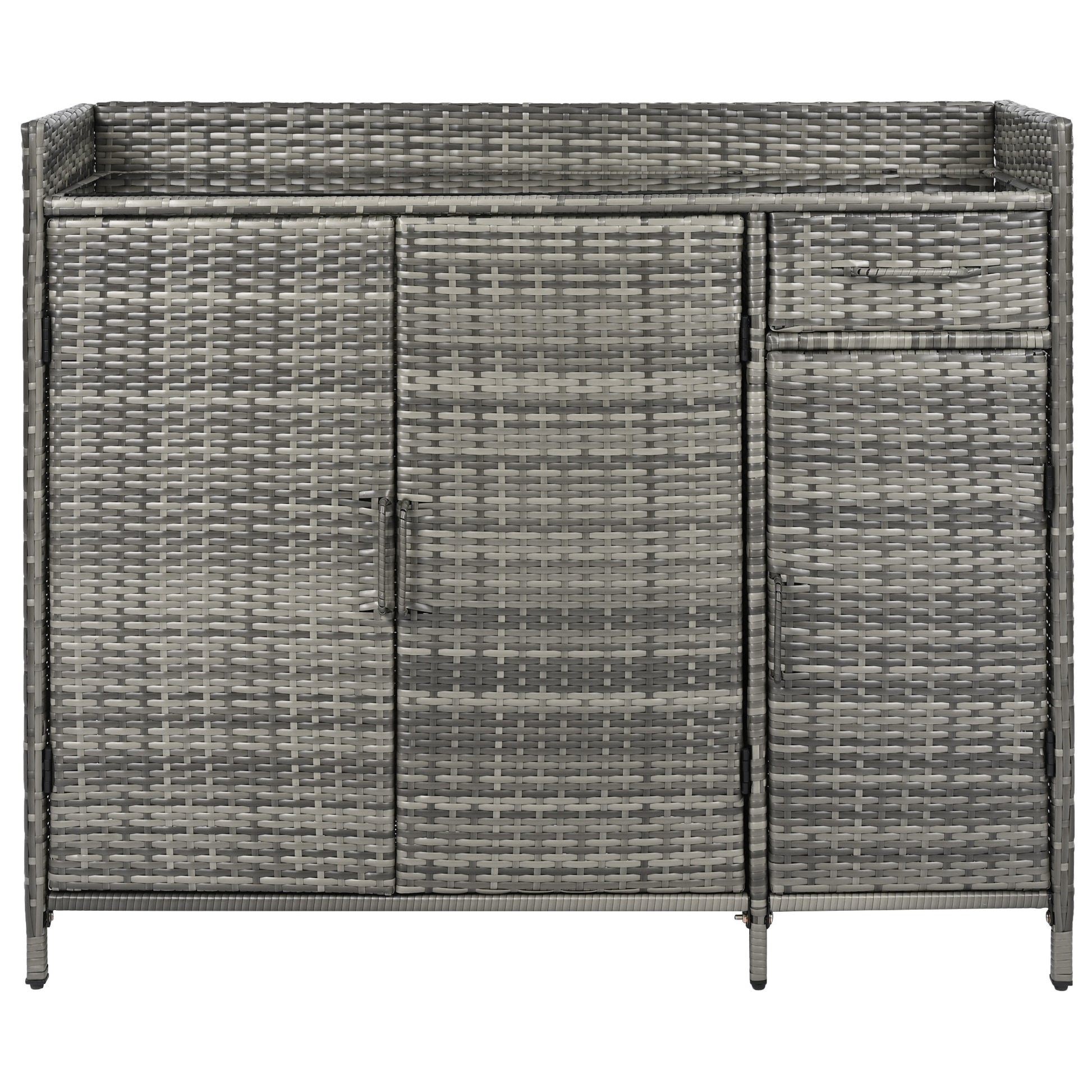 Ferrara gray storage cabinet showing front elevation cabinet view
