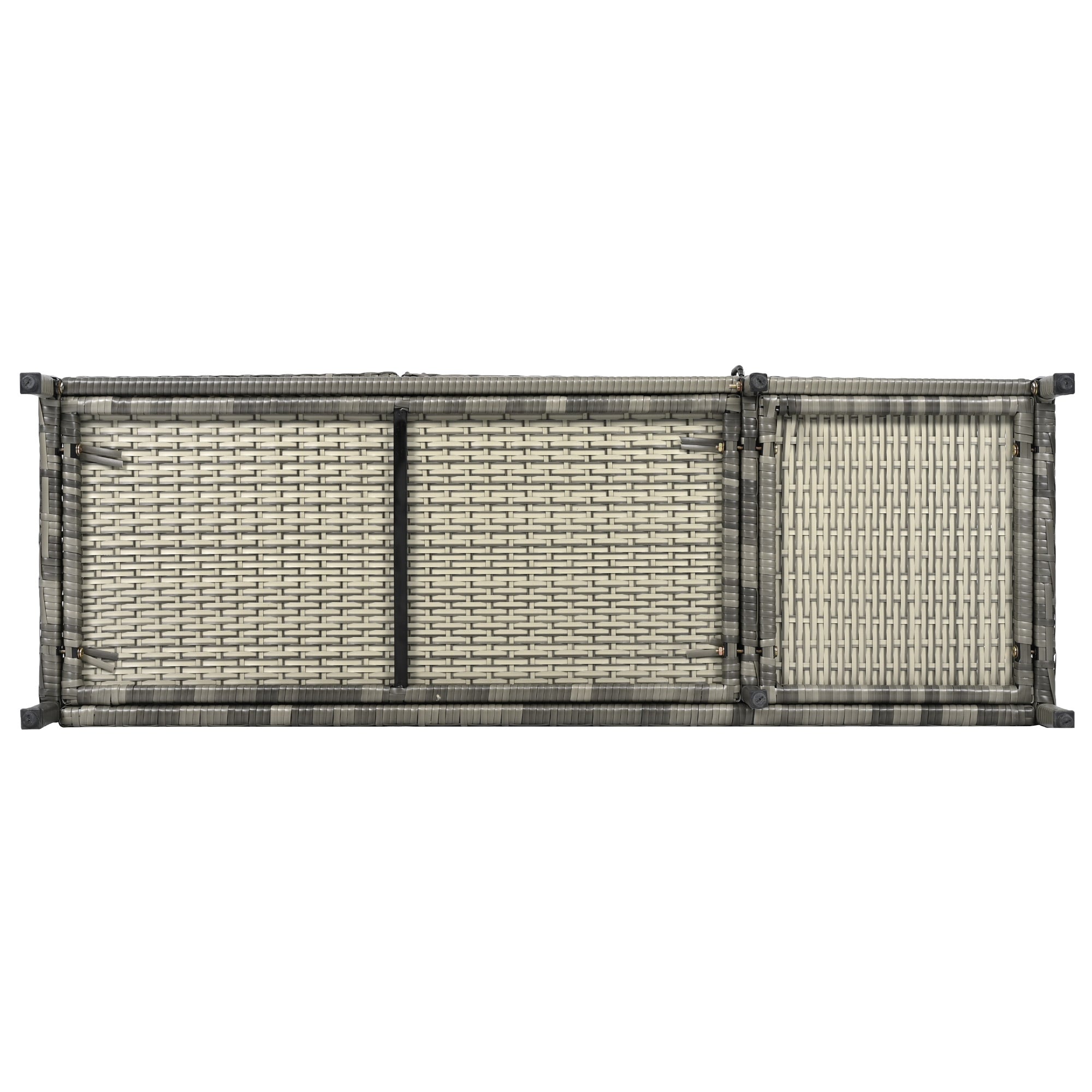 Ferrara gray storage cabinet showing bottom base and underside structure