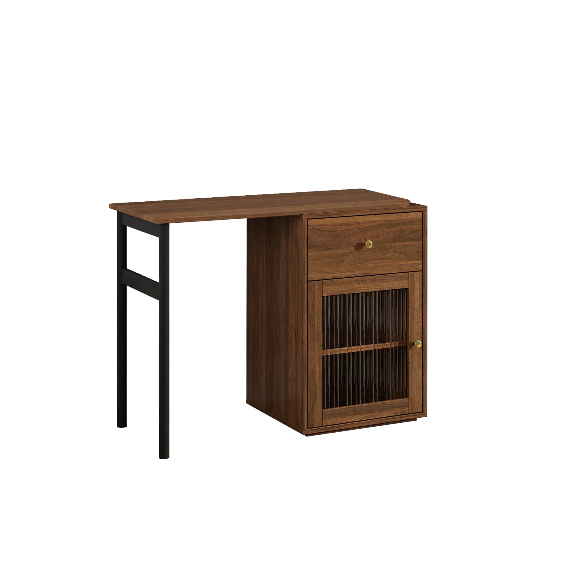 Fjord brown corner desk showing side panel detail