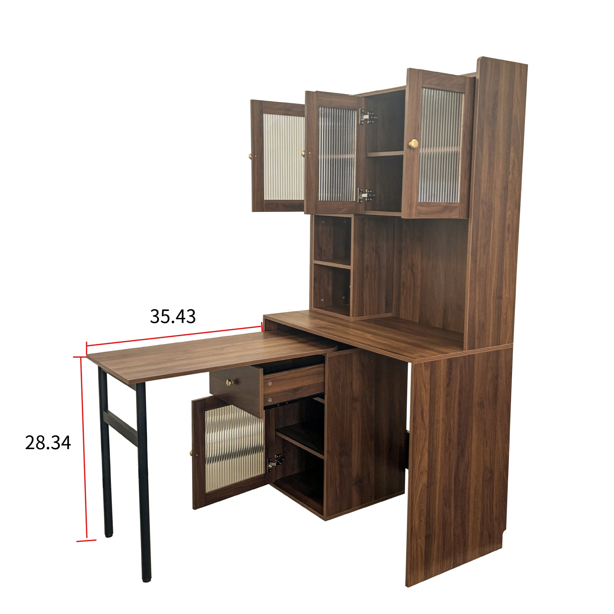 Fjord brown corner desk showing dimensions