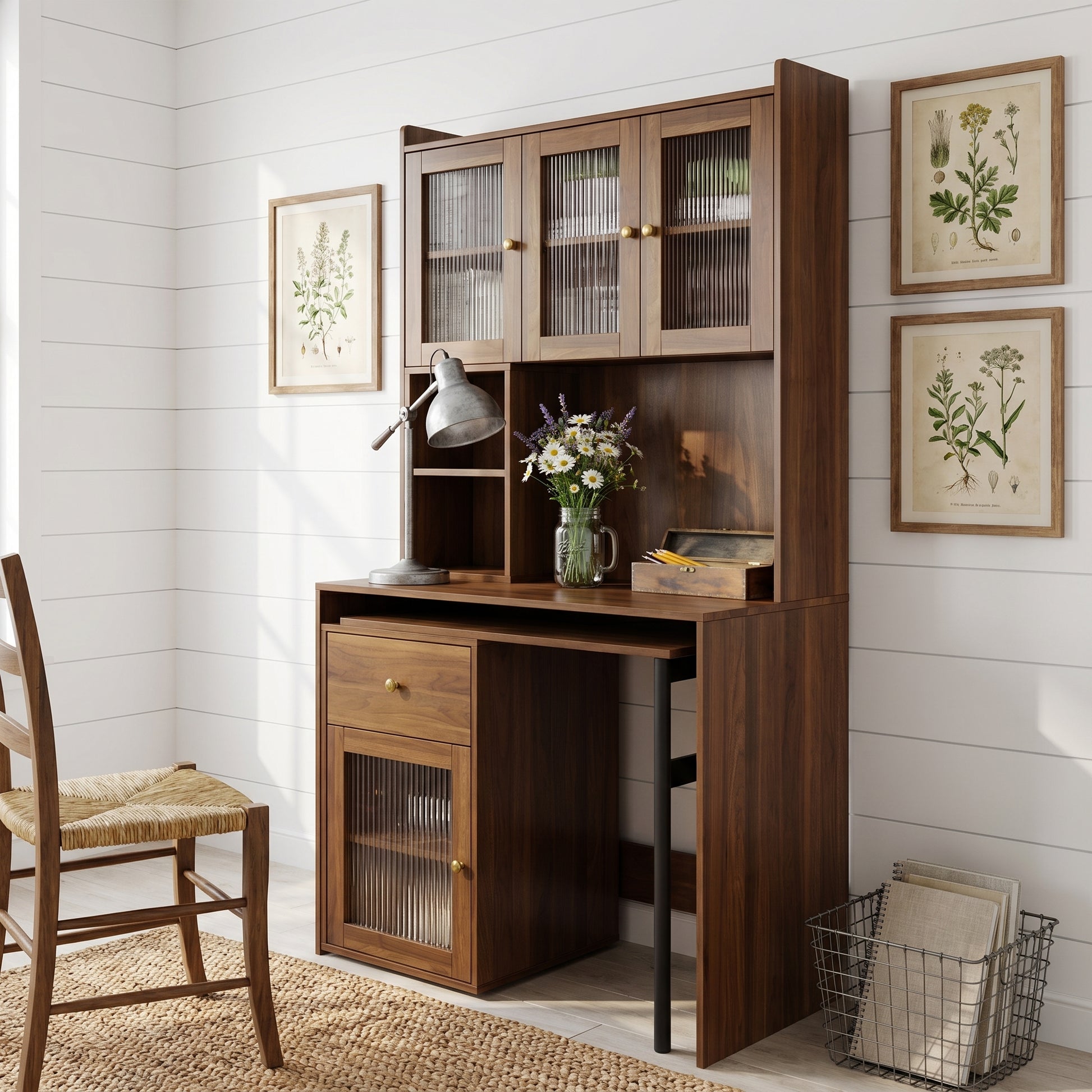 Fjord brown corner desk showing side room view