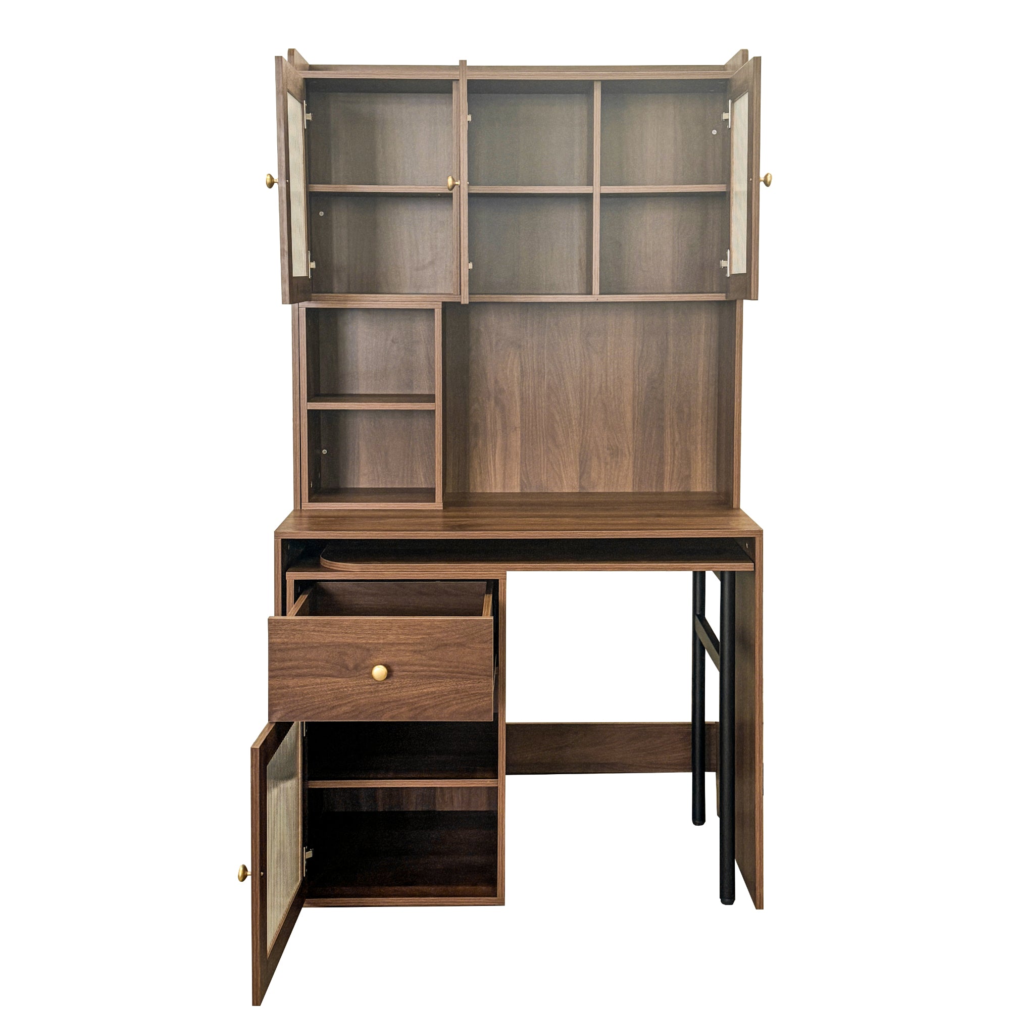 Fjord brown corner desk showing rear view isolated product image on white background