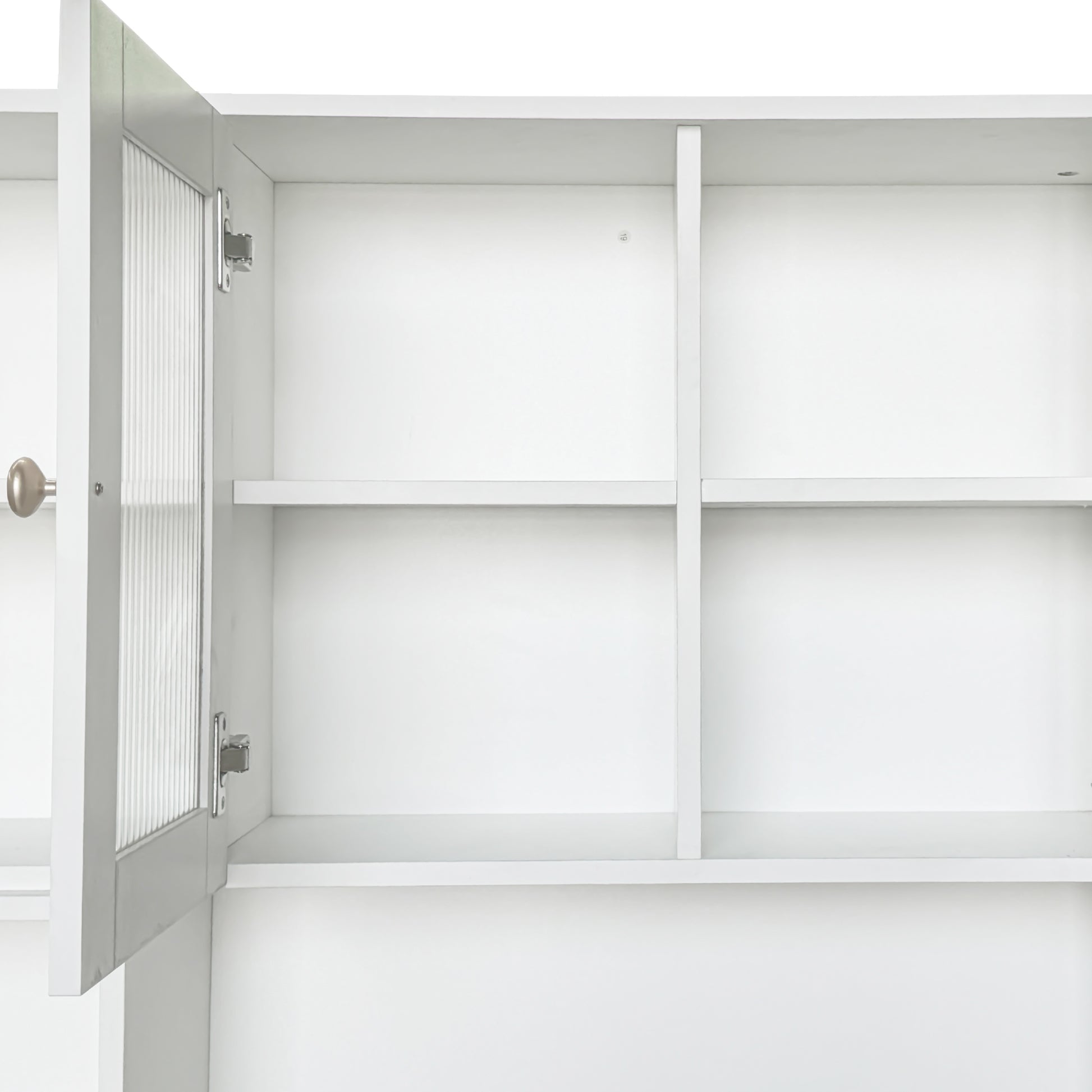 Fjord white corner desk showing shelf detail