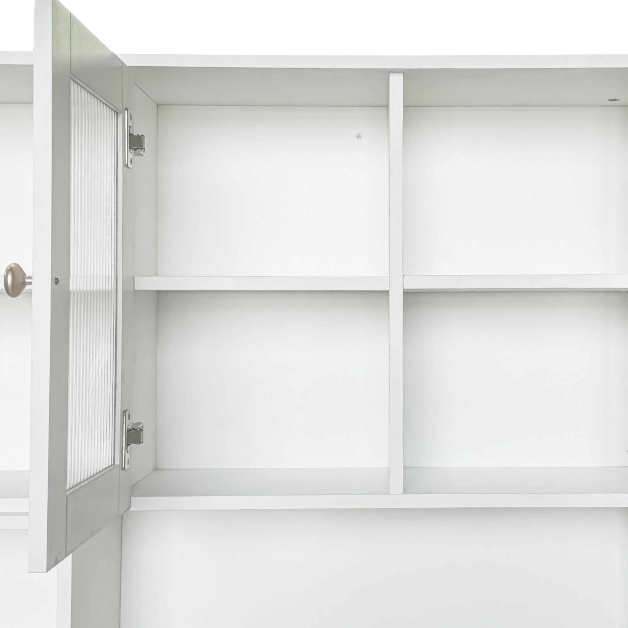 Fjord white corner desk showing shelf detail