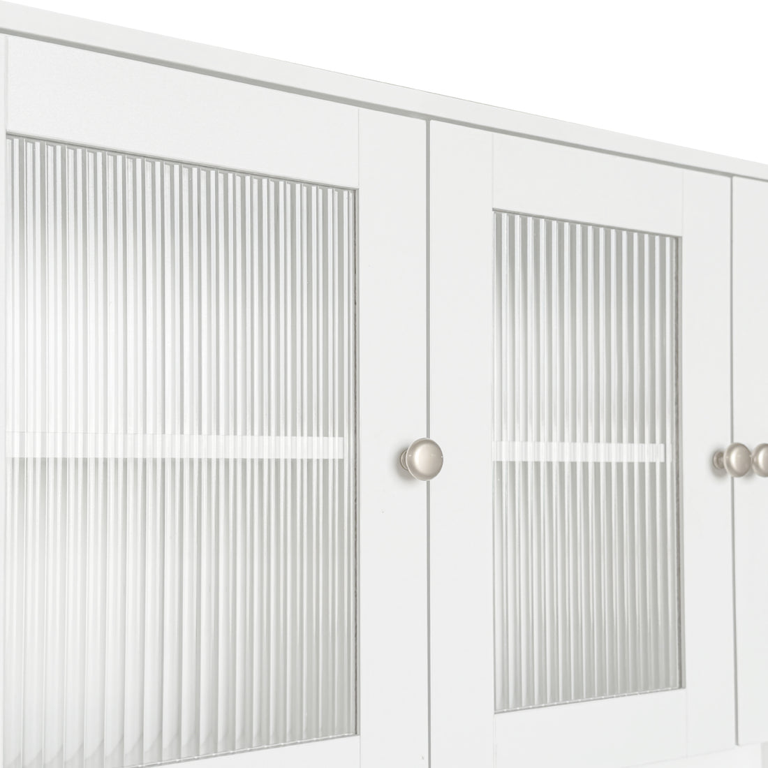 Fjord white corner desk showing sliding door detail