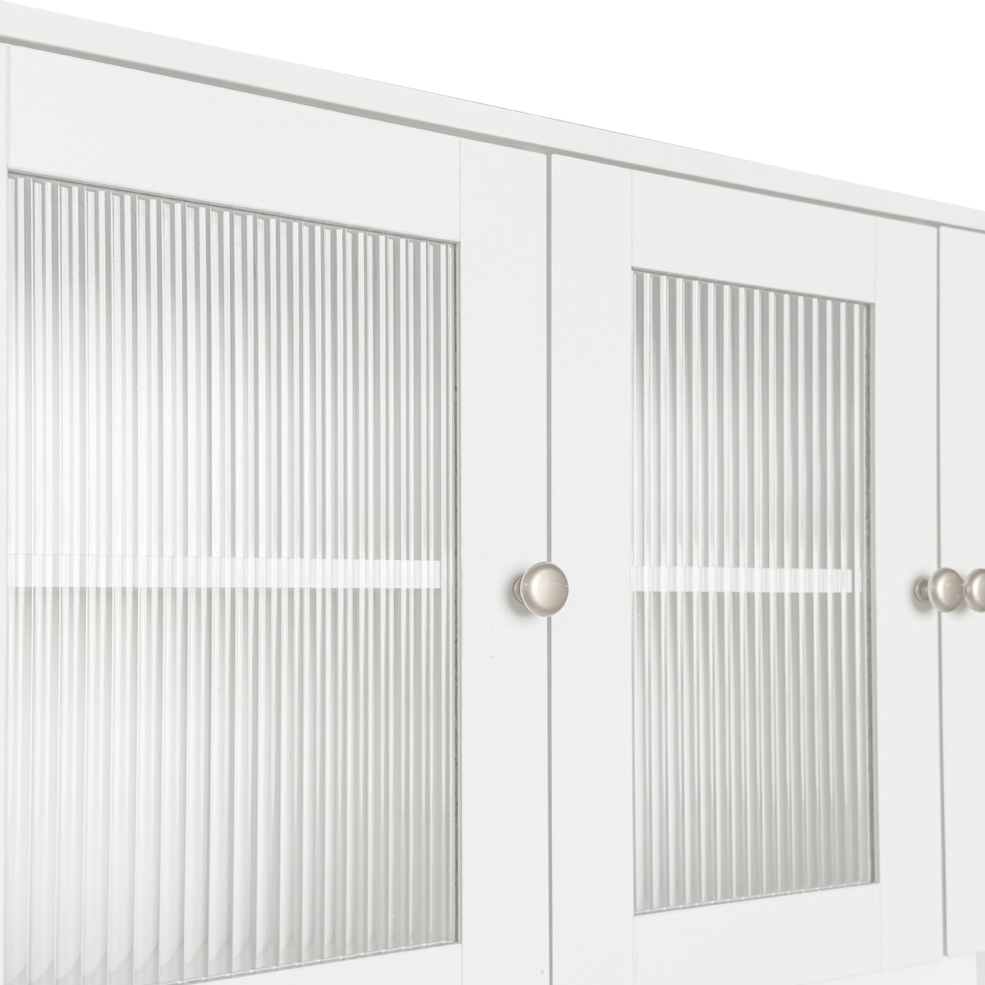 Fjord white corner desk showing sliding door detail