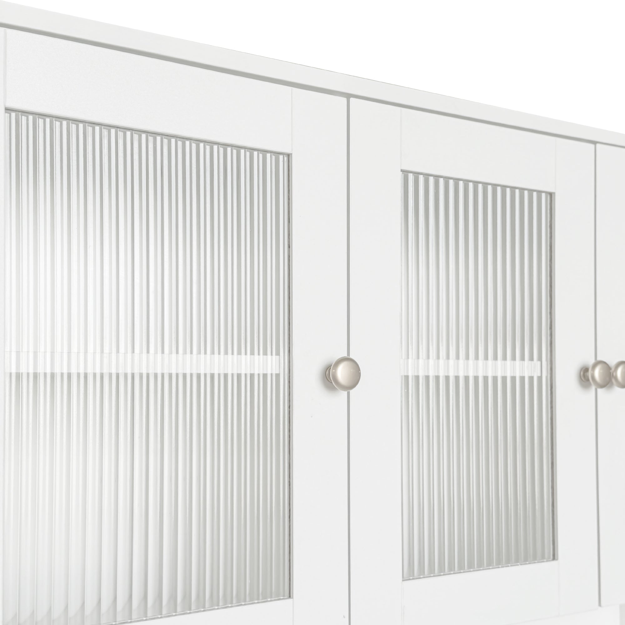 Fjord white corner desk showing sliding door detail