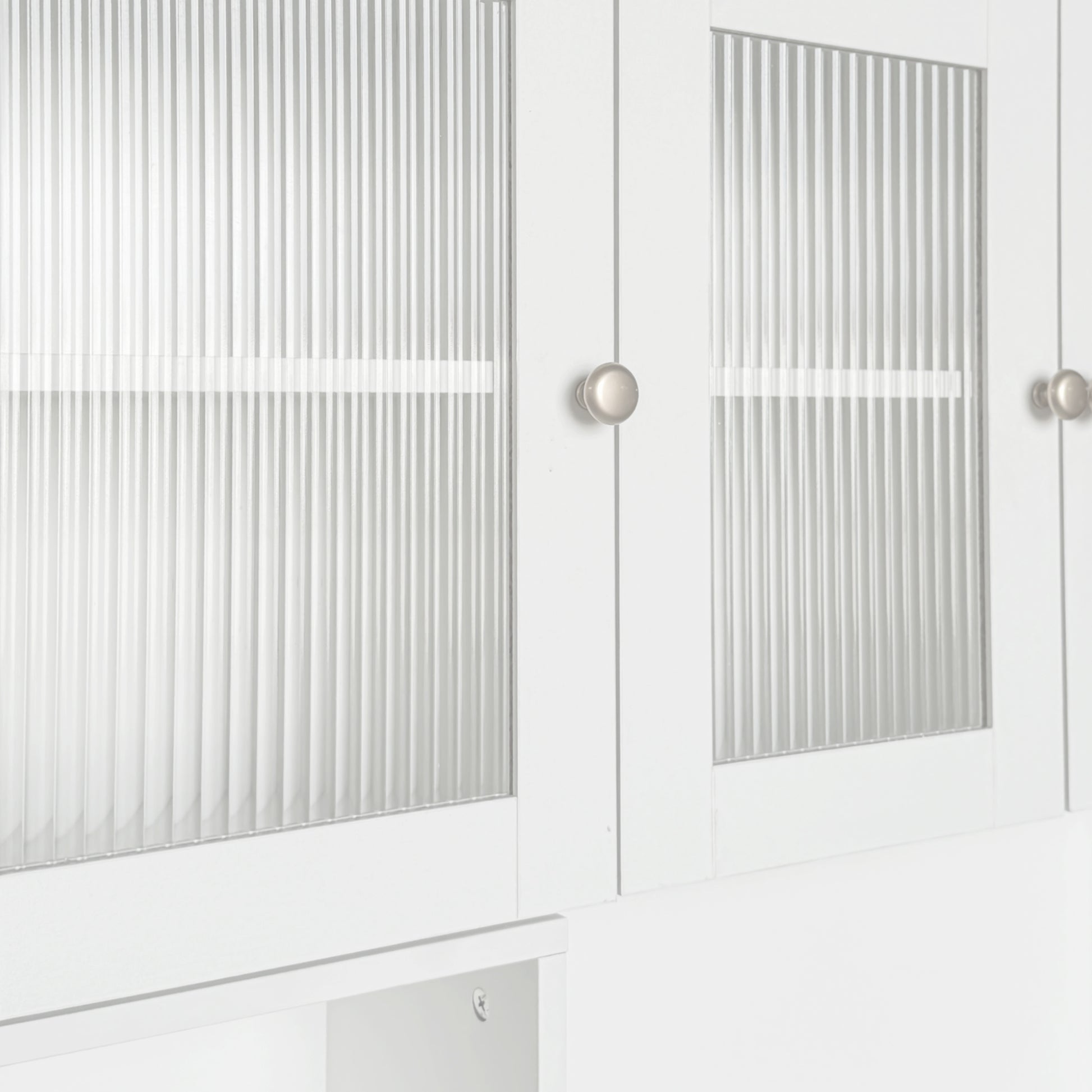 Fjord white corner desk showing sliding door detail