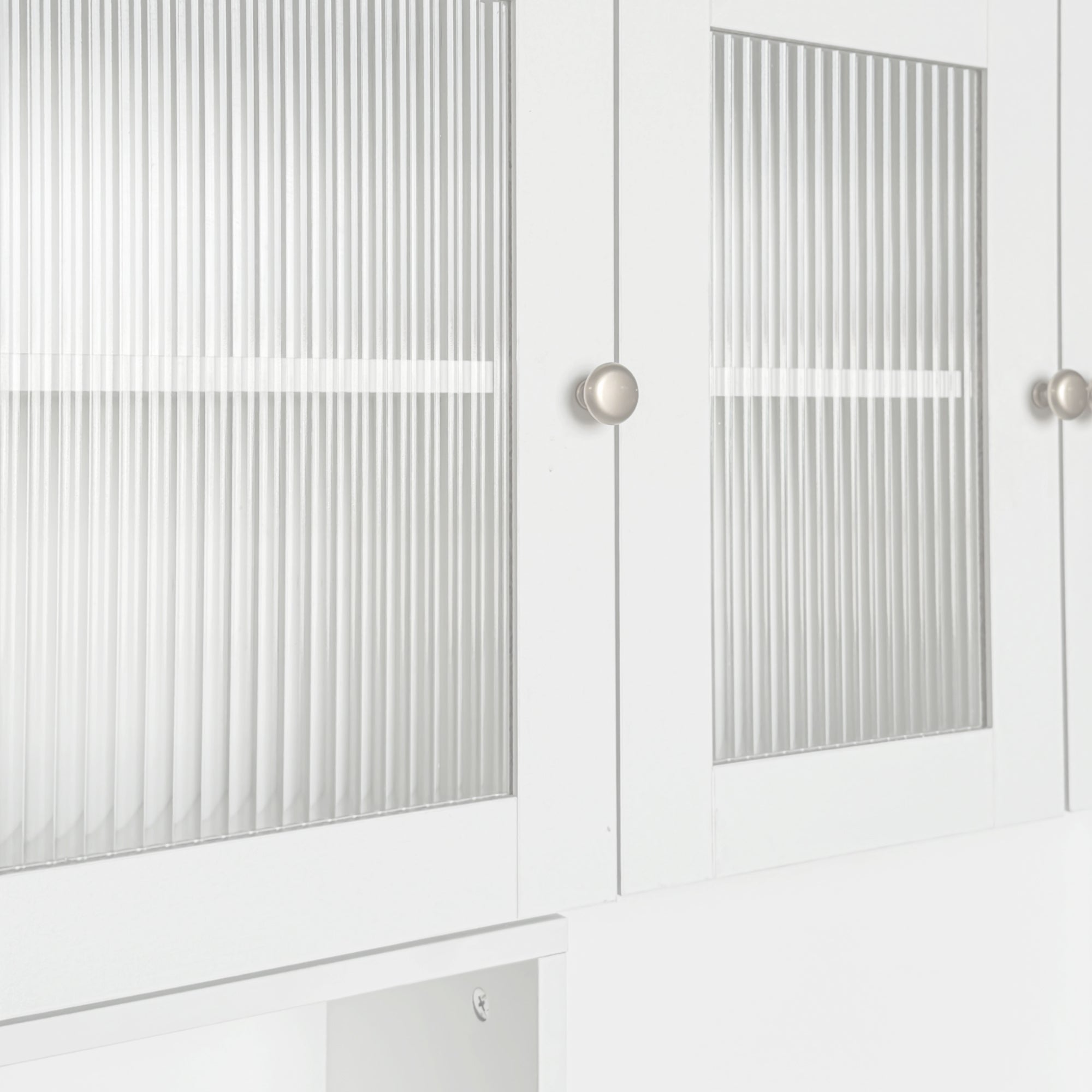 Fjord white corner desk showing sliding door detail
