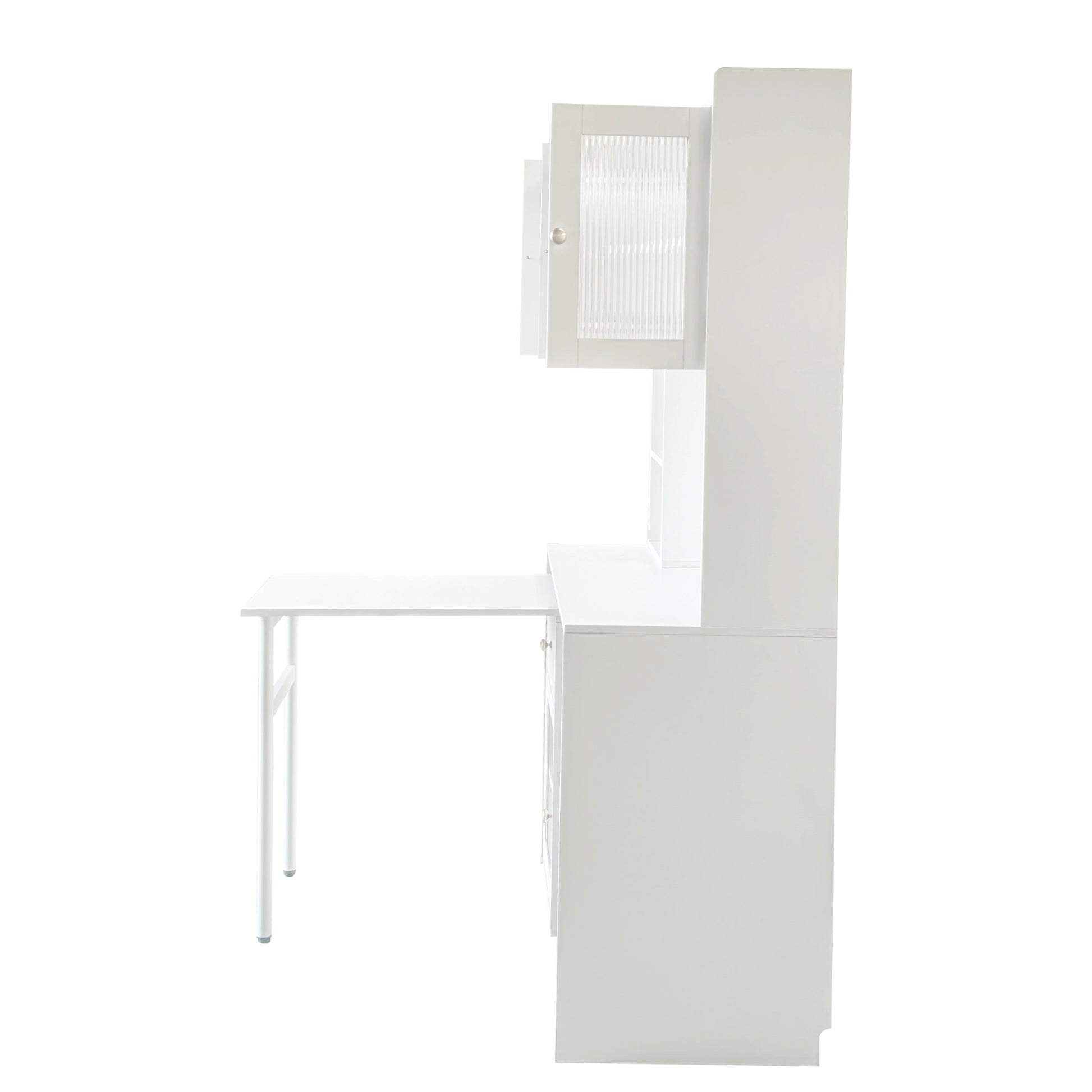 Fjord white corner desk showing rear view isolated product image on white background