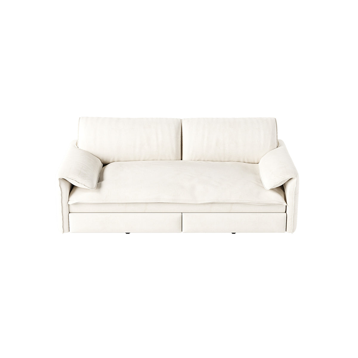 Freja beige convertible sofa bed front view on white background