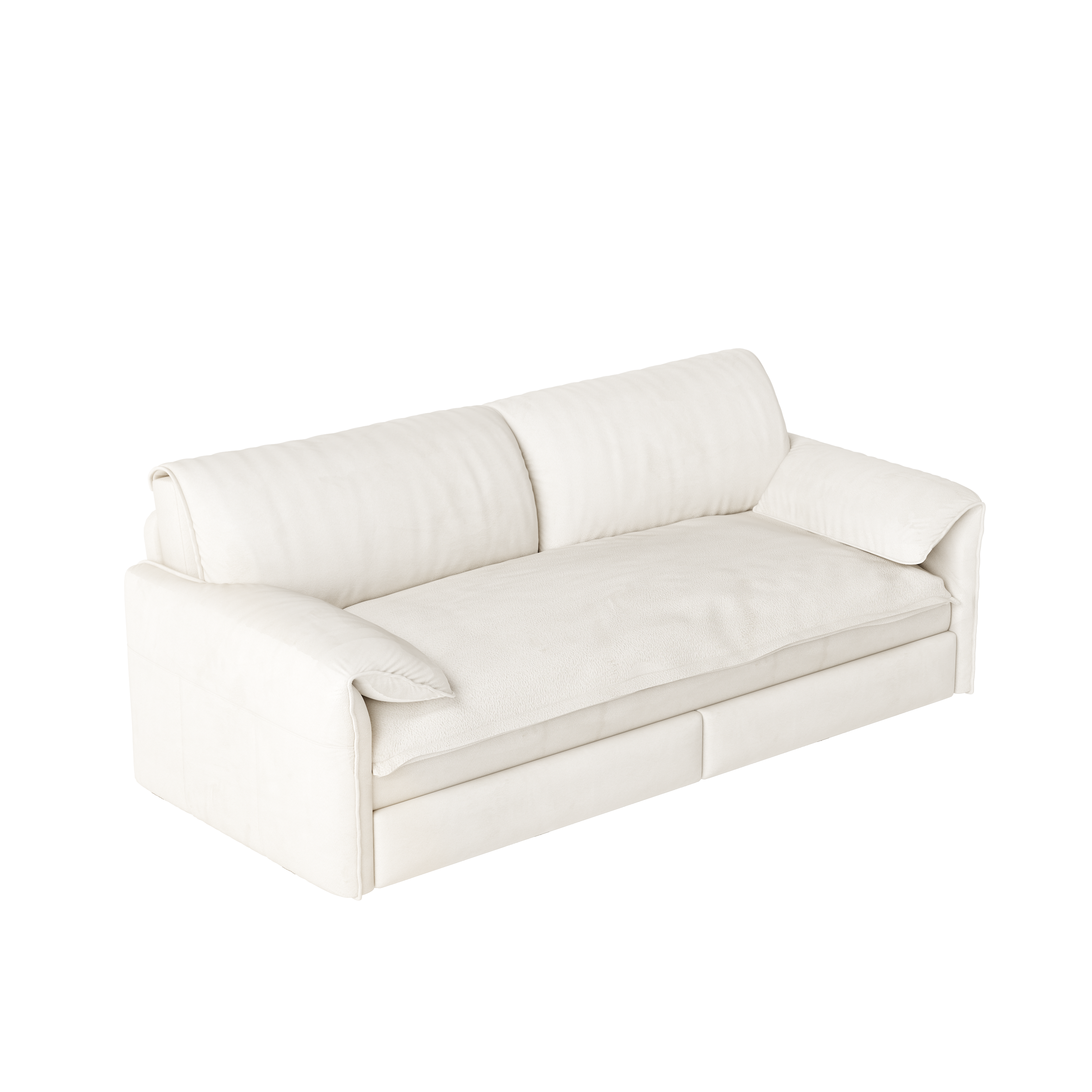 Freja beige convertible sofa bed angled view on white background