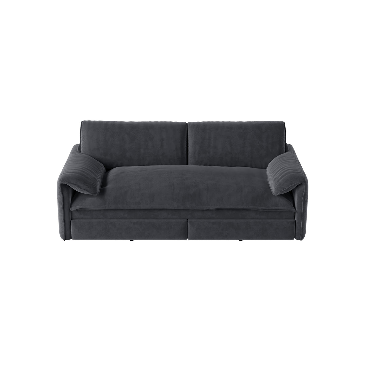Freja grey convertible sofa bed front view on white background