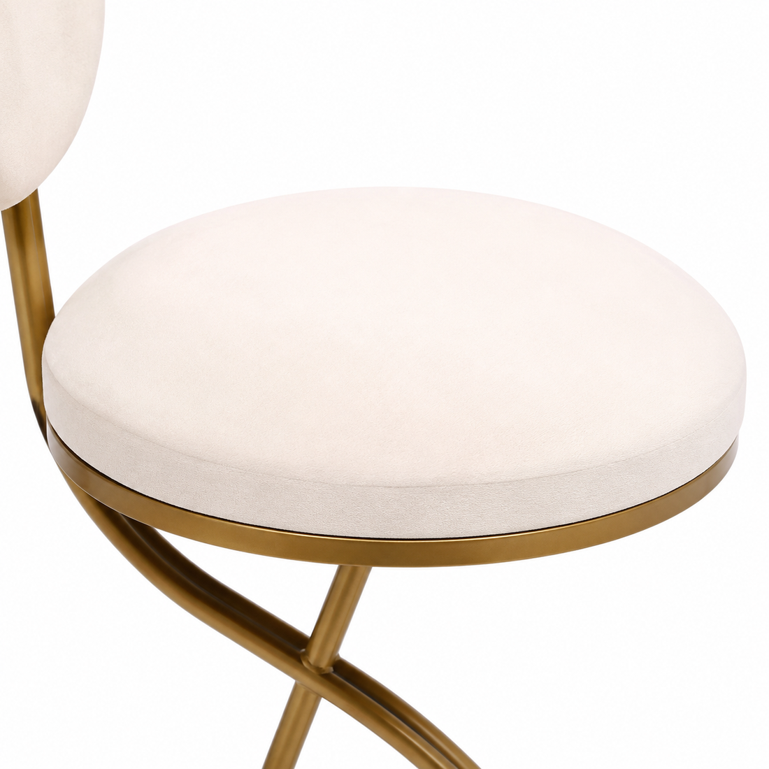 Round Velvet-Upholstered Seat