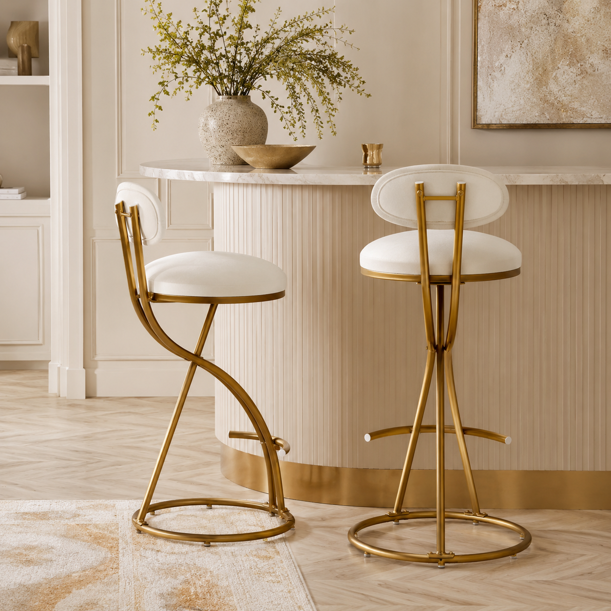 Gavi 28" Velvet Bar Height Stools Set of 2