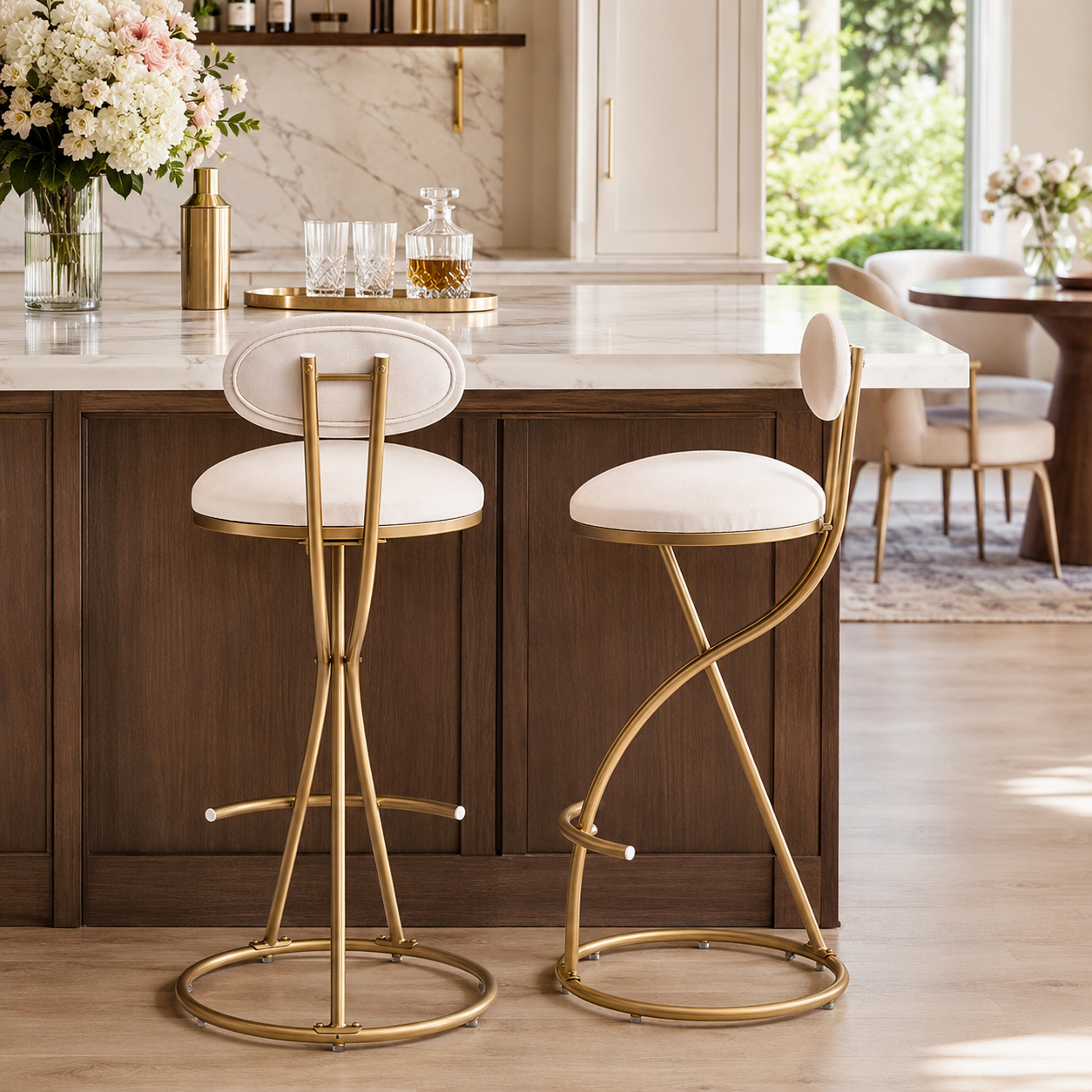 Gavi 28" Velvet Bar Height Stools Set of 2