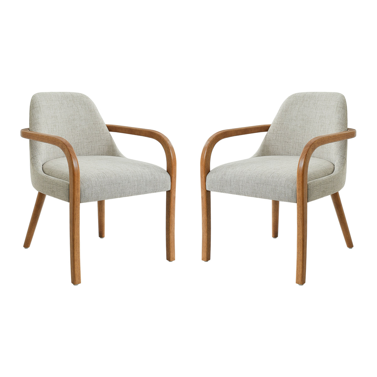 Geneva beige upholstered dining chairs set of two front view on white background