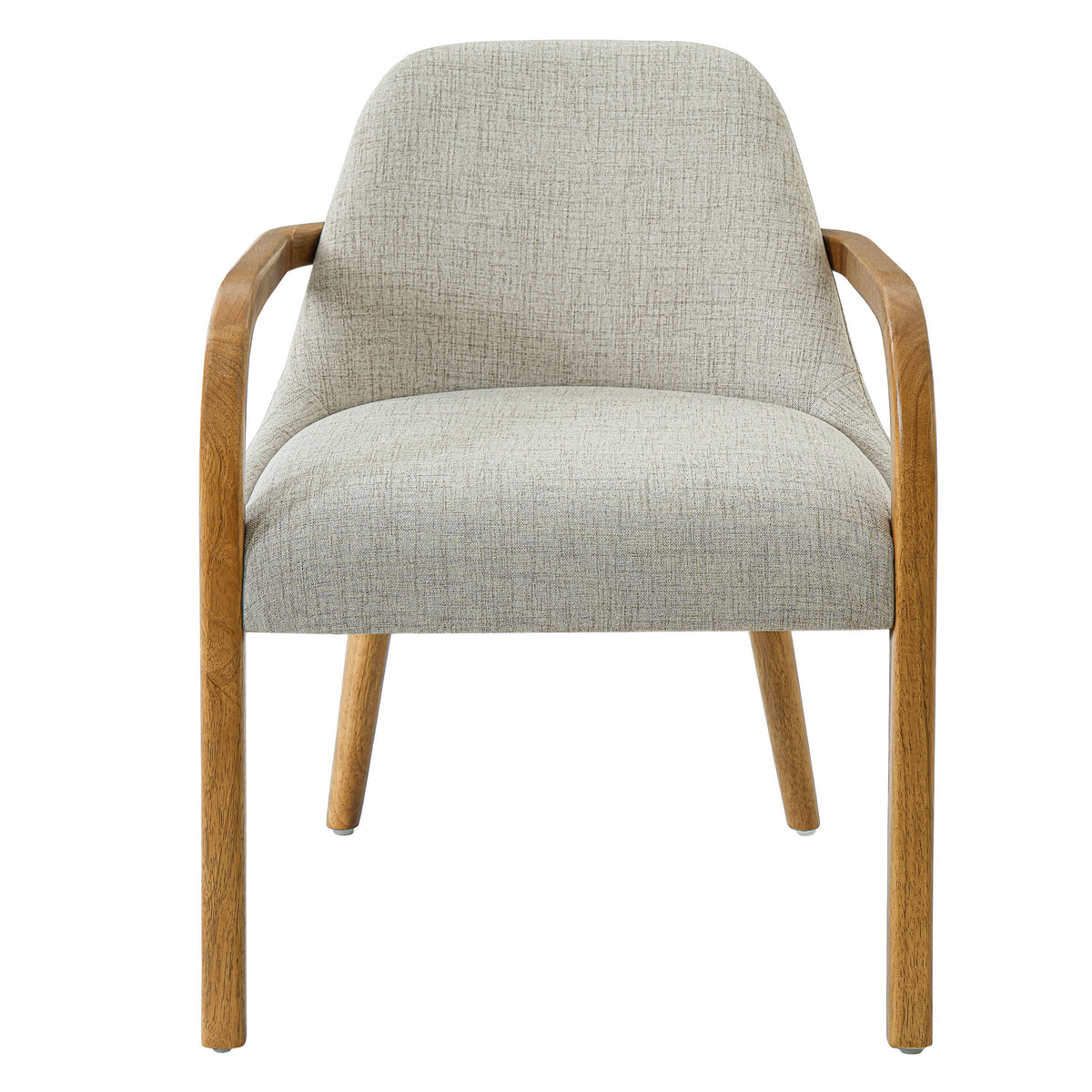 Geneva beige upholstered dining chair straight front view on white background