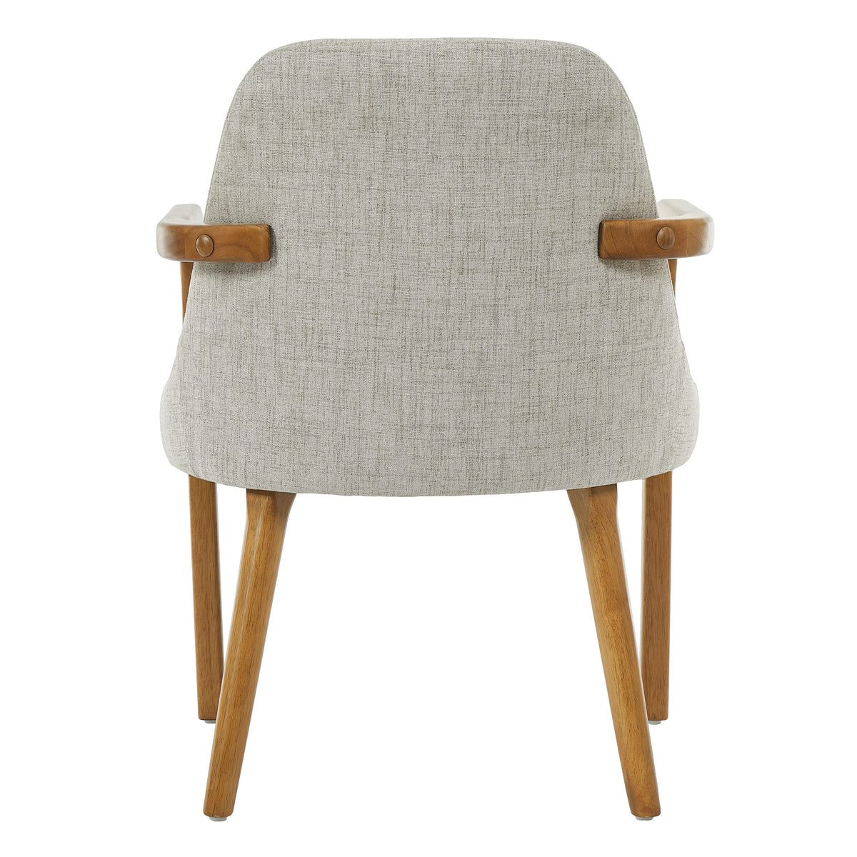Geneva beige upholstered dining chair rear view on white background