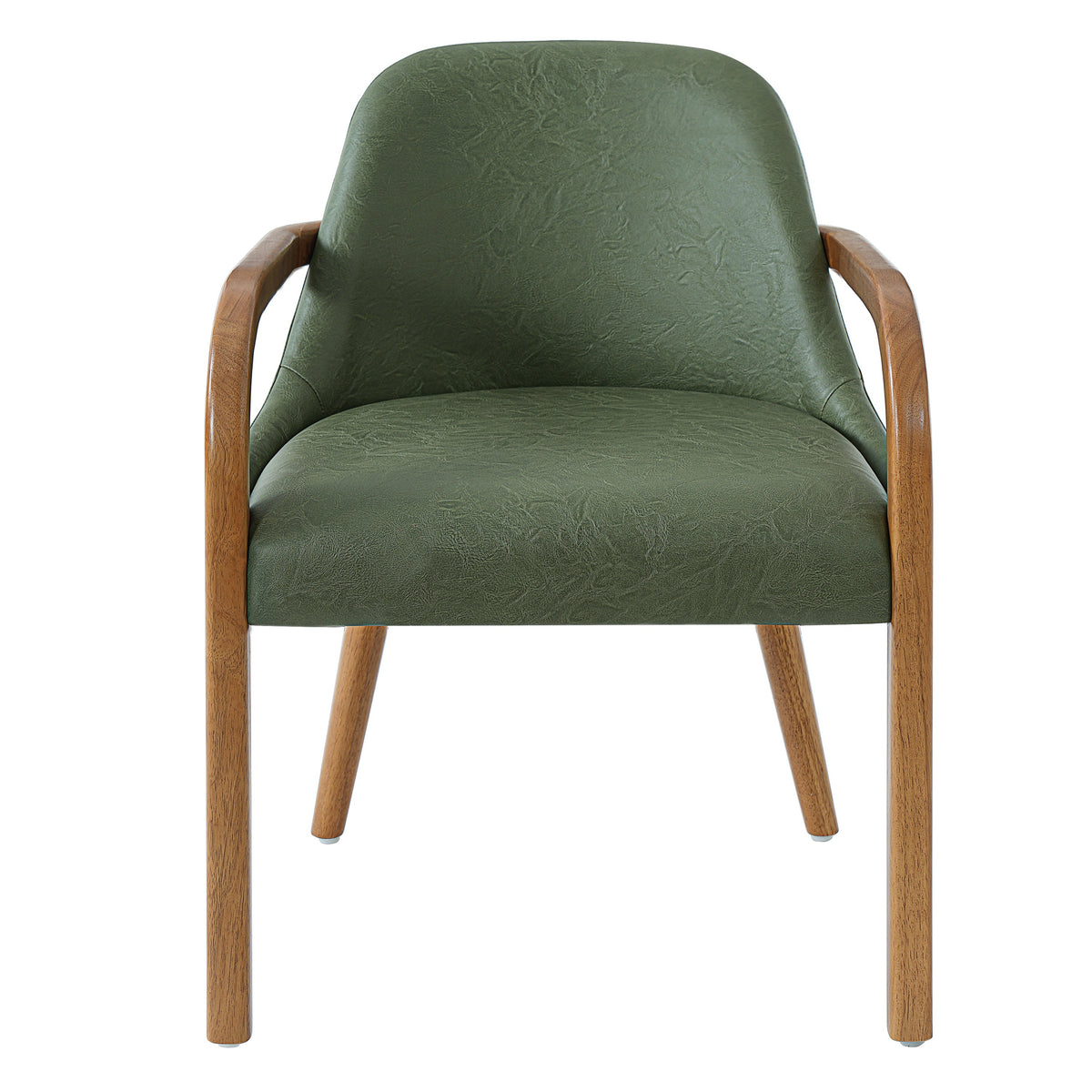 Geneva green upholstered dining chair straight front view on white background