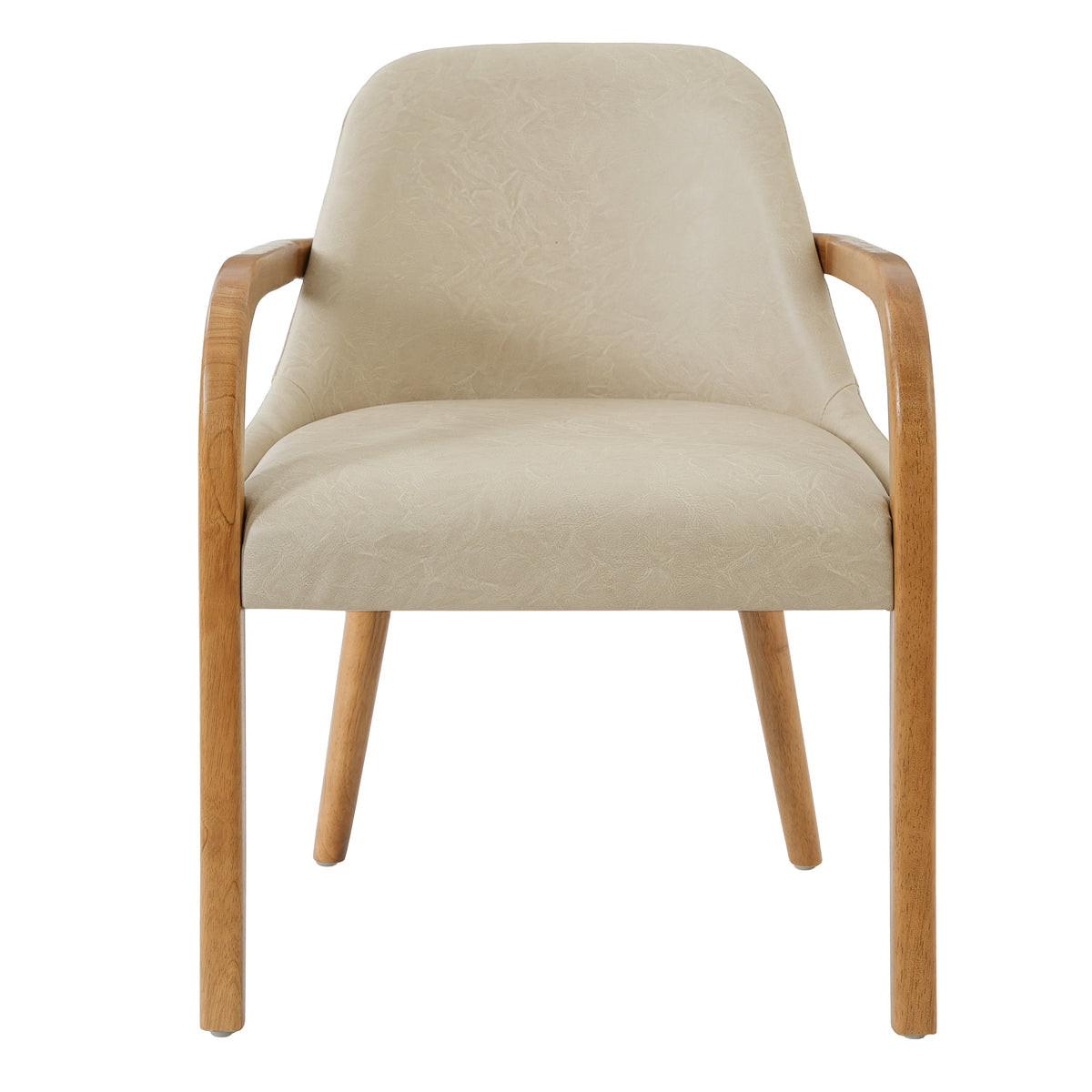 Geneva khaki upholstered dining chair straight front view with solid rubberwood frame on white background