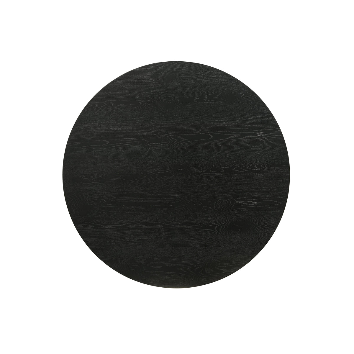 Genoa black coffee table top view showing the round tabletop and dark wood grain
