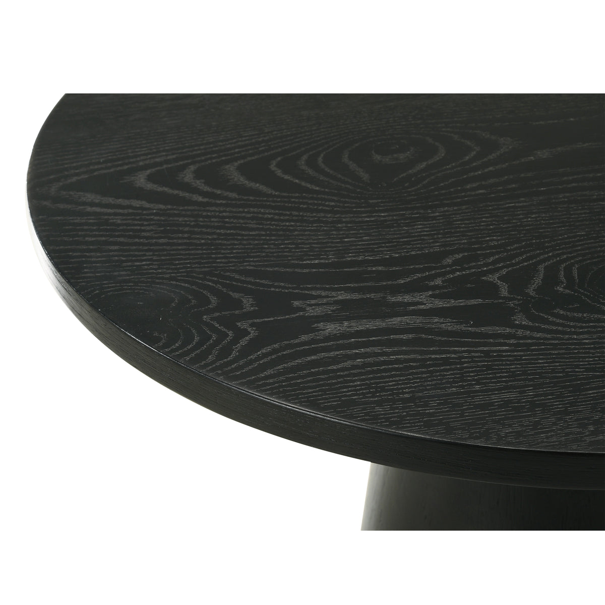 Genoa black coffee table close-up showing the textured wood grain tabletop