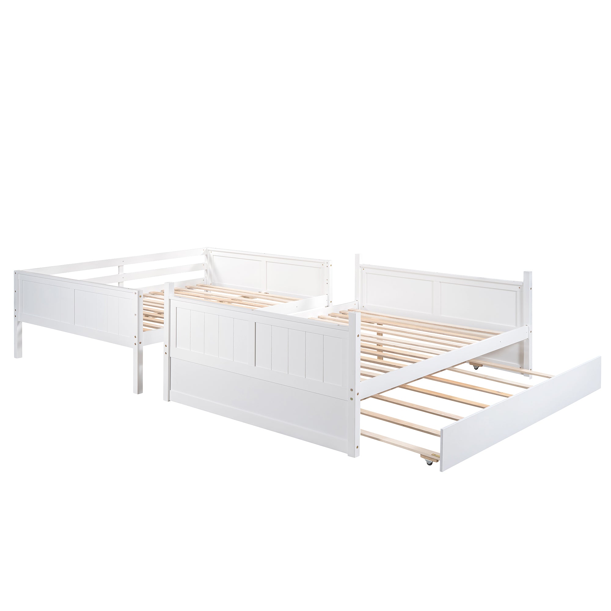 Grevin white bunk bed showing separate bed and trundle configuration