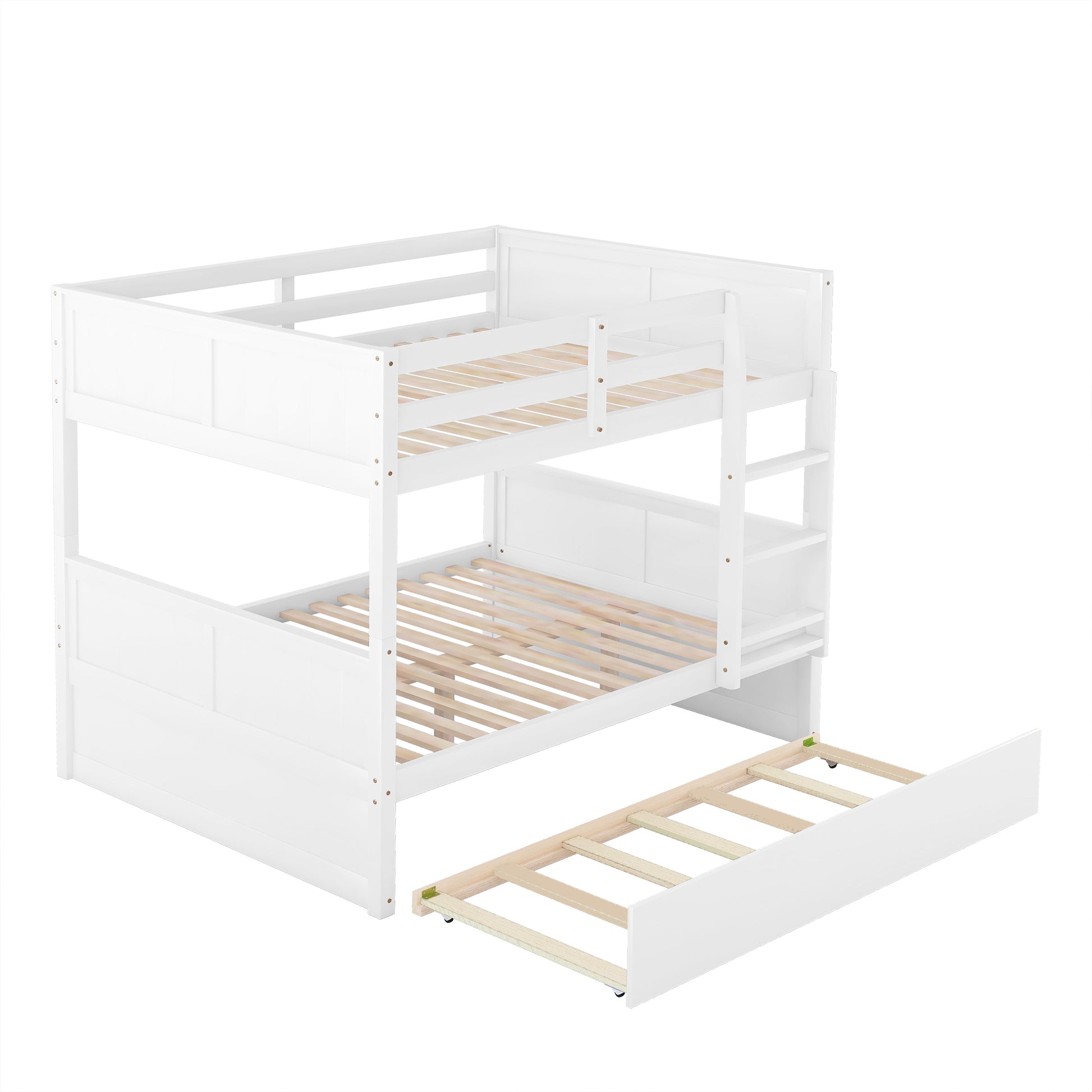 Grevin white bunk bed showing angled view with twin trundle