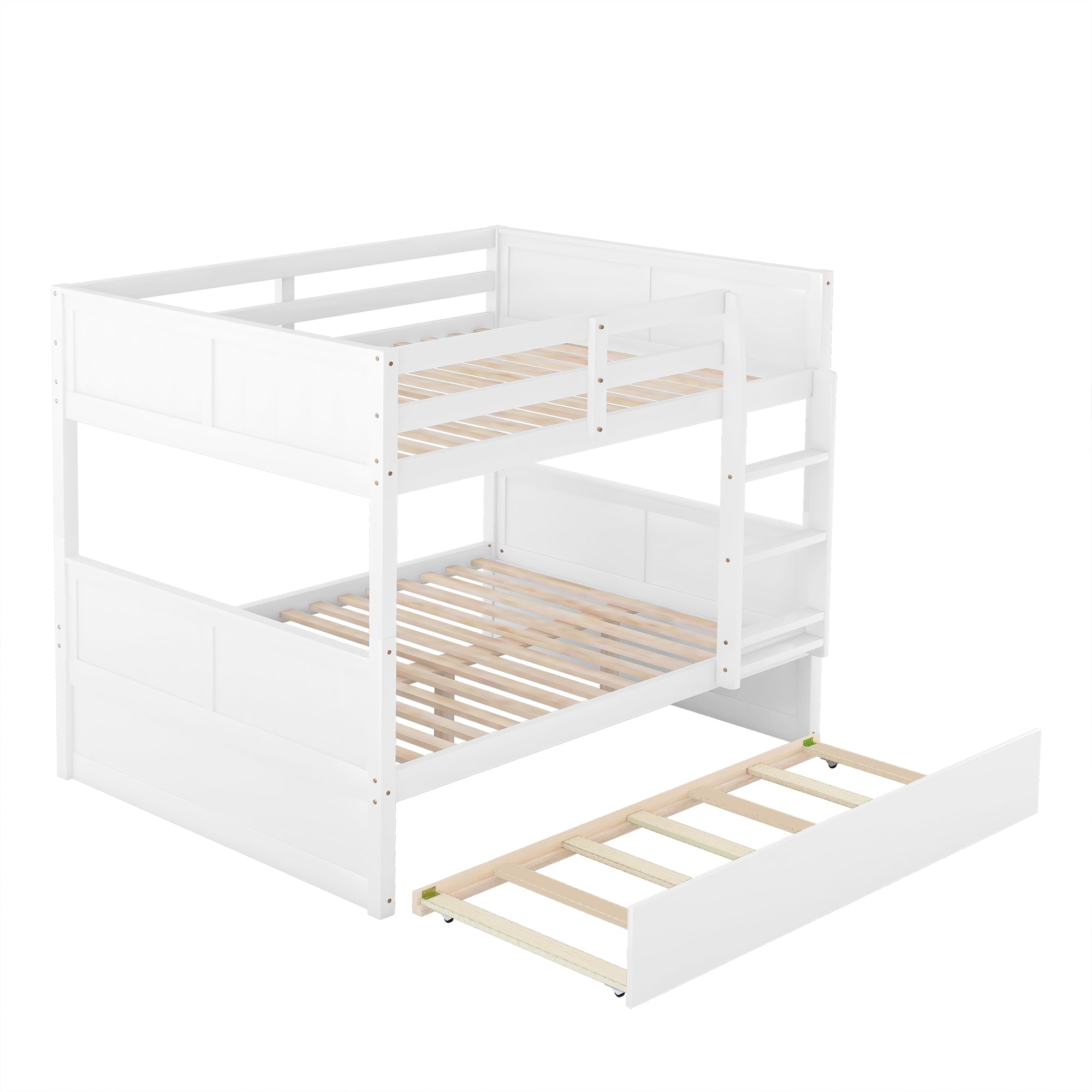 Grevin white bunk bed showing angled view with twin trundle