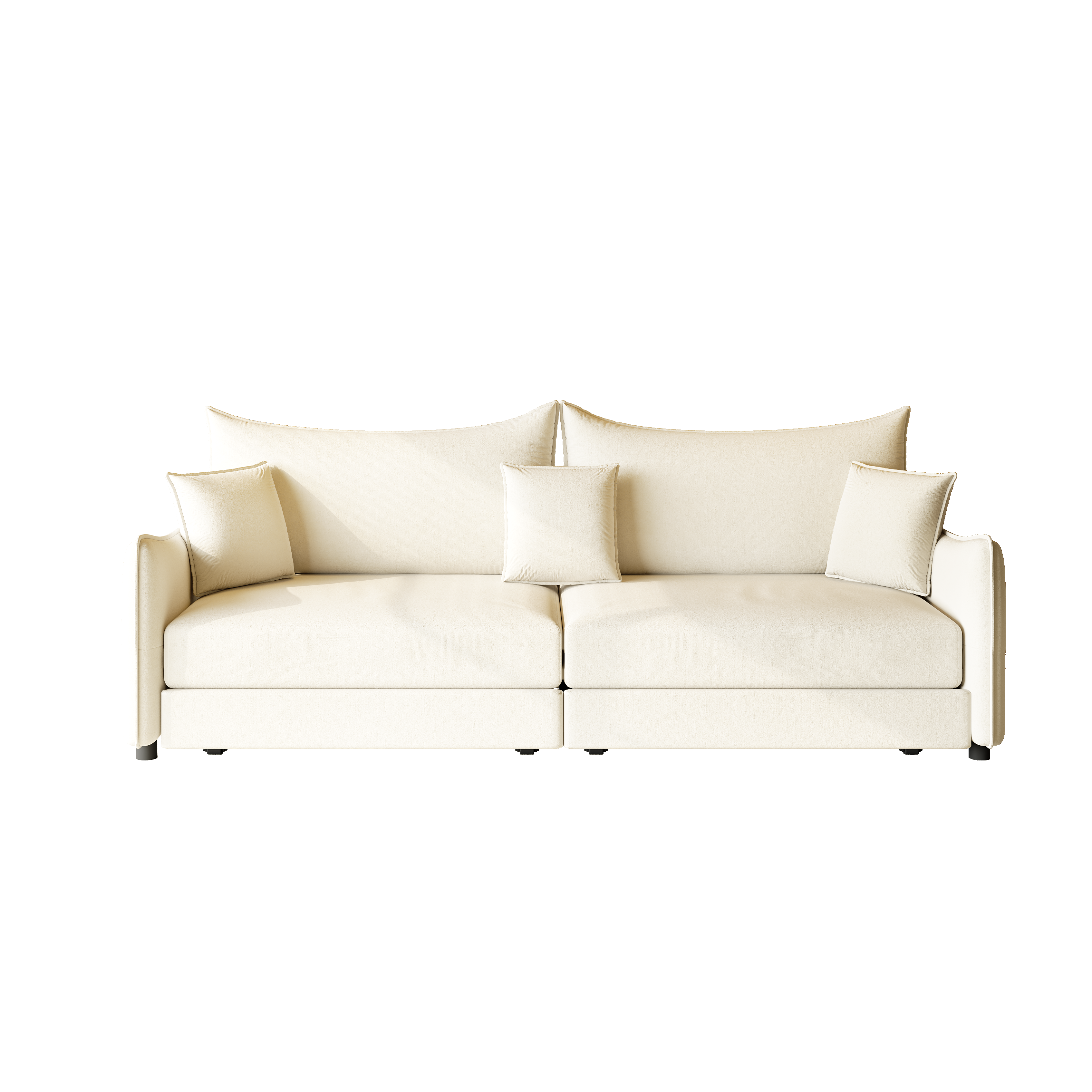 Hesperia beige convertible sofa bed showing front view sofa configuration