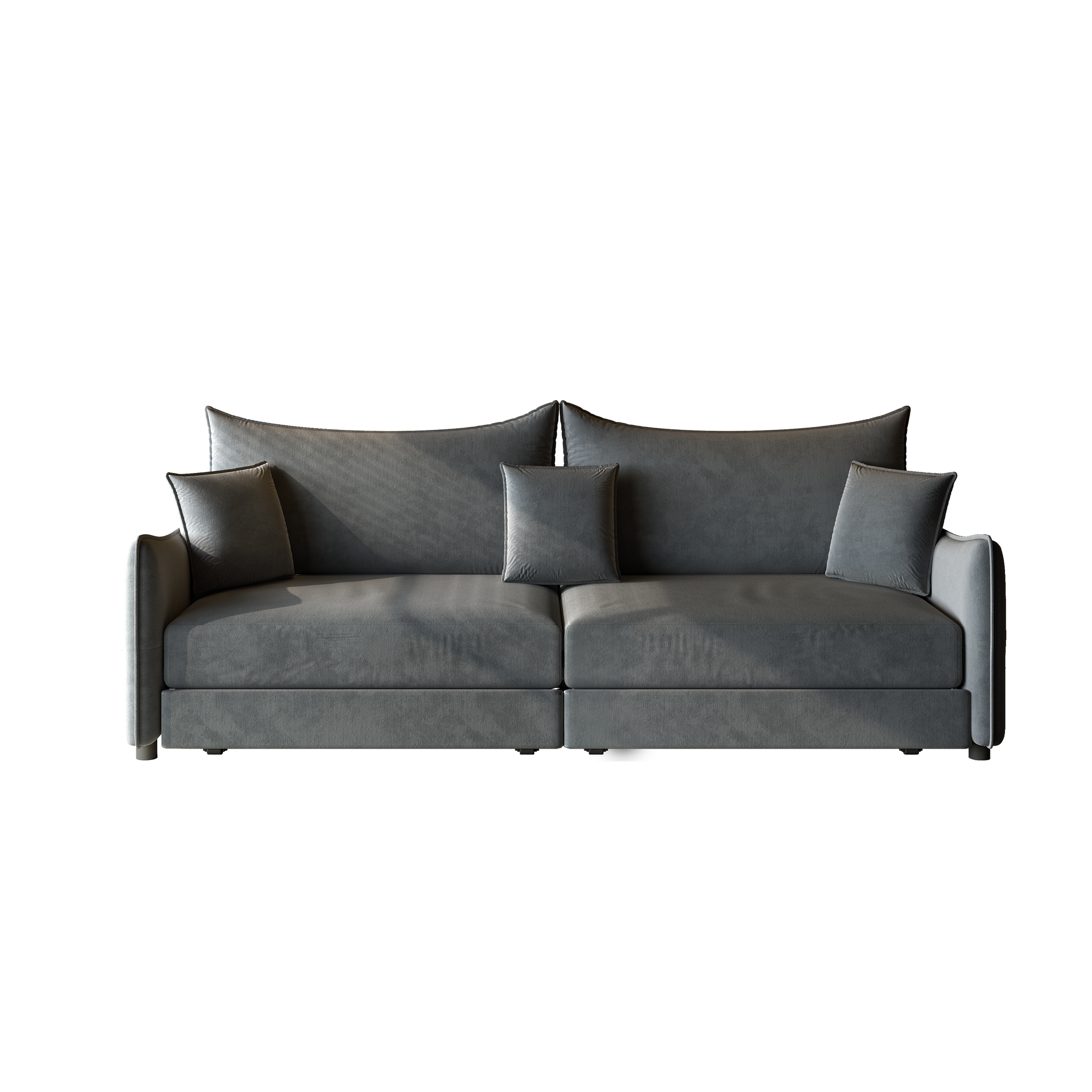 Hesperia grey convertible sofa bed showing front view sofa configuration