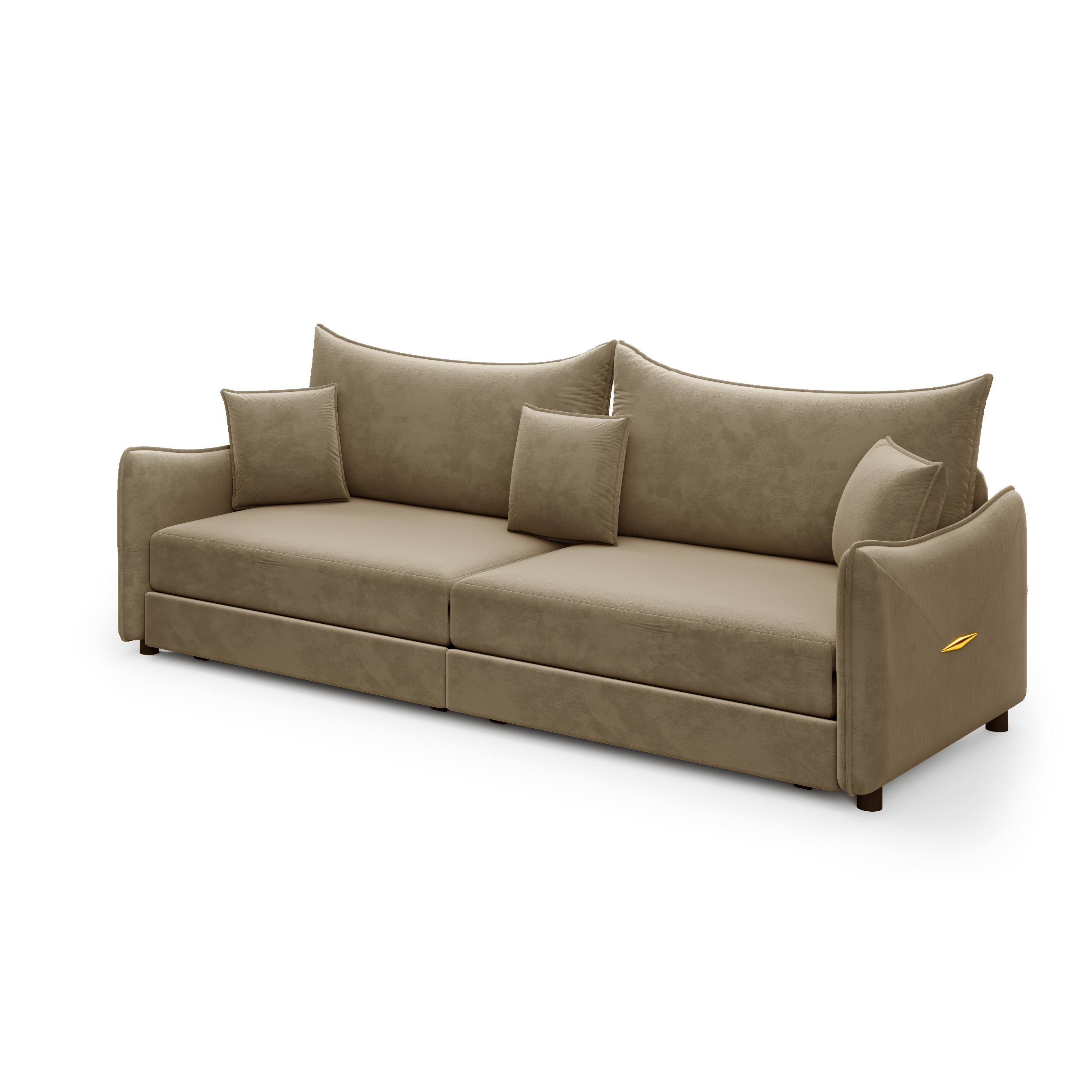 Hesperia light camel convertible sofa front view on white background