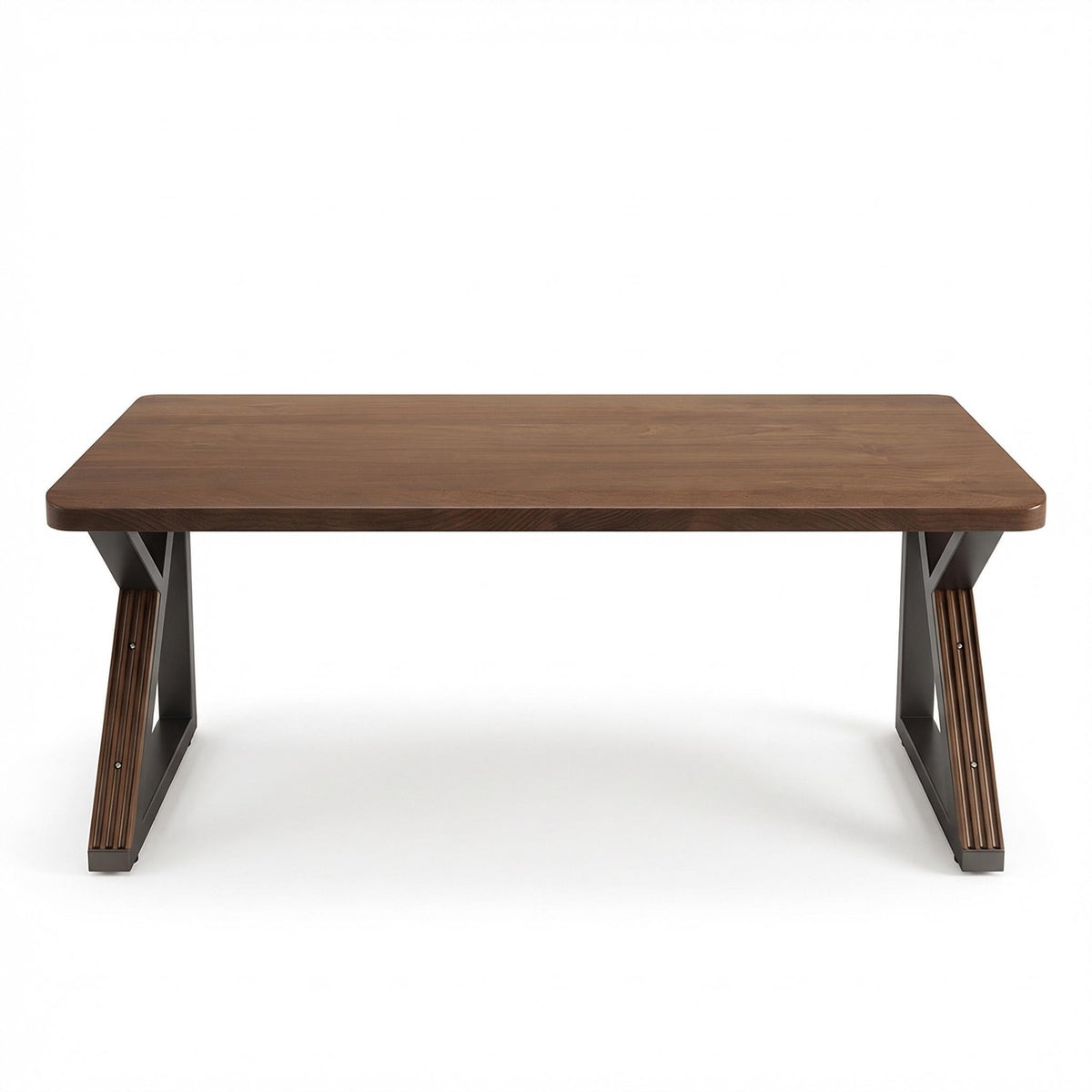 Hygge walnut writing desk front view isolated product image on white background