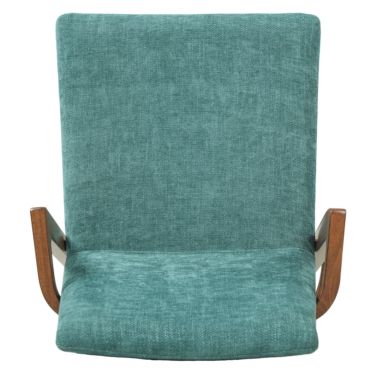 Isar green upholstered dining chair seat and arm frame detail