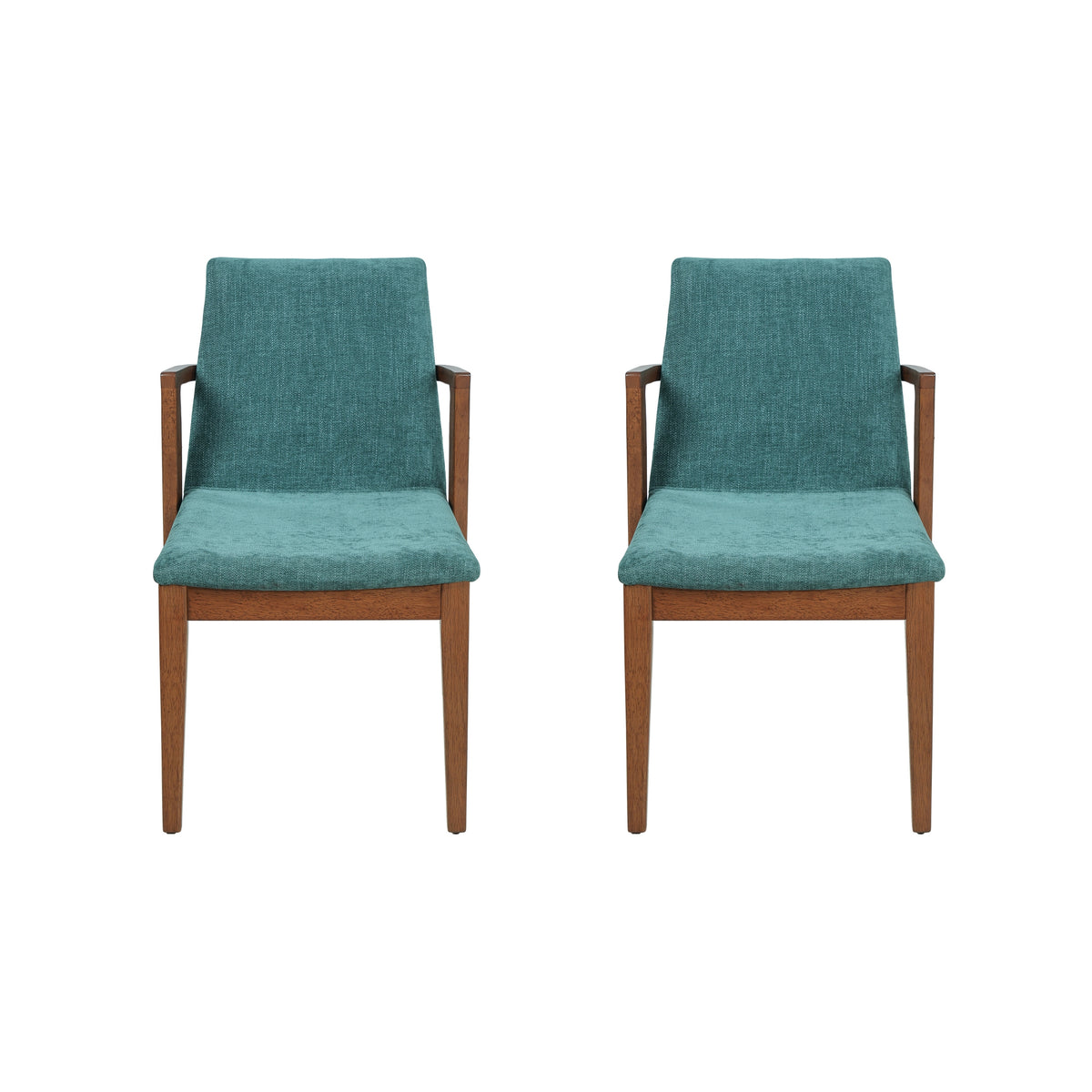 Isar green upholstered dining chairs front view, set of 2
