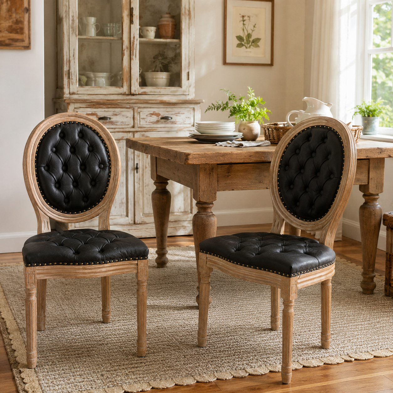 Iseo black PU leather dining chairs in a refined dining space with neutral decor