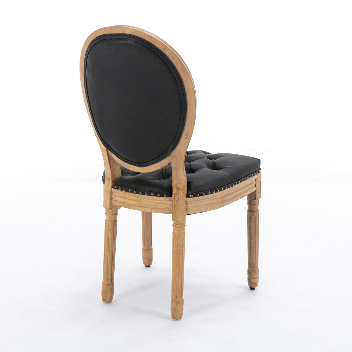Iseo black dining chair side view with oval backrest on white background