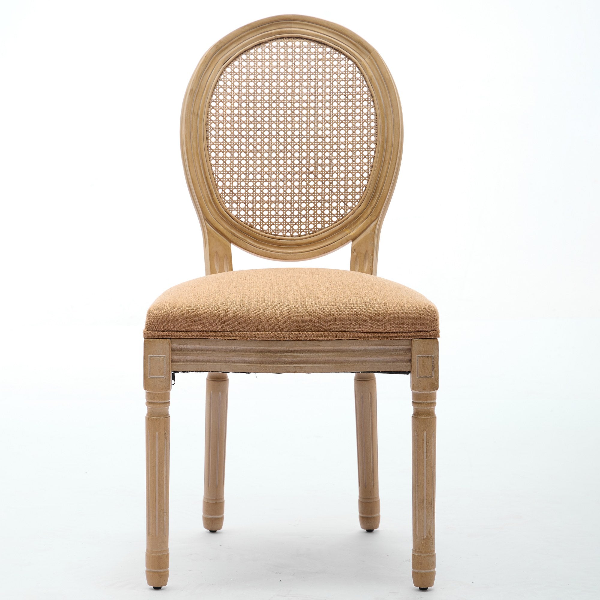 Iseo brown button tufted dining chair straight front view on white background