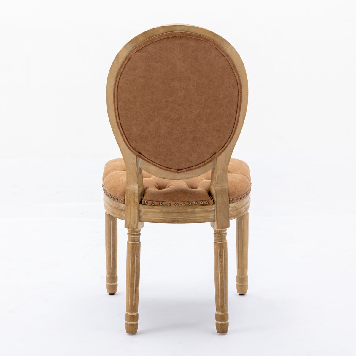 Iseo brown dining chair rear view showing the solid wood frame on white background