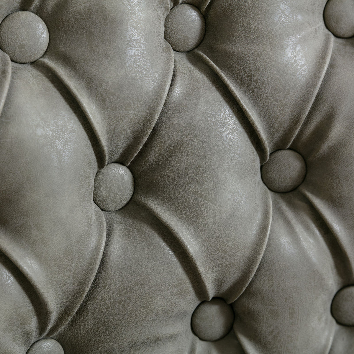 Iseo dark brown dining chair close-up of the button tufted PU leather upholstery