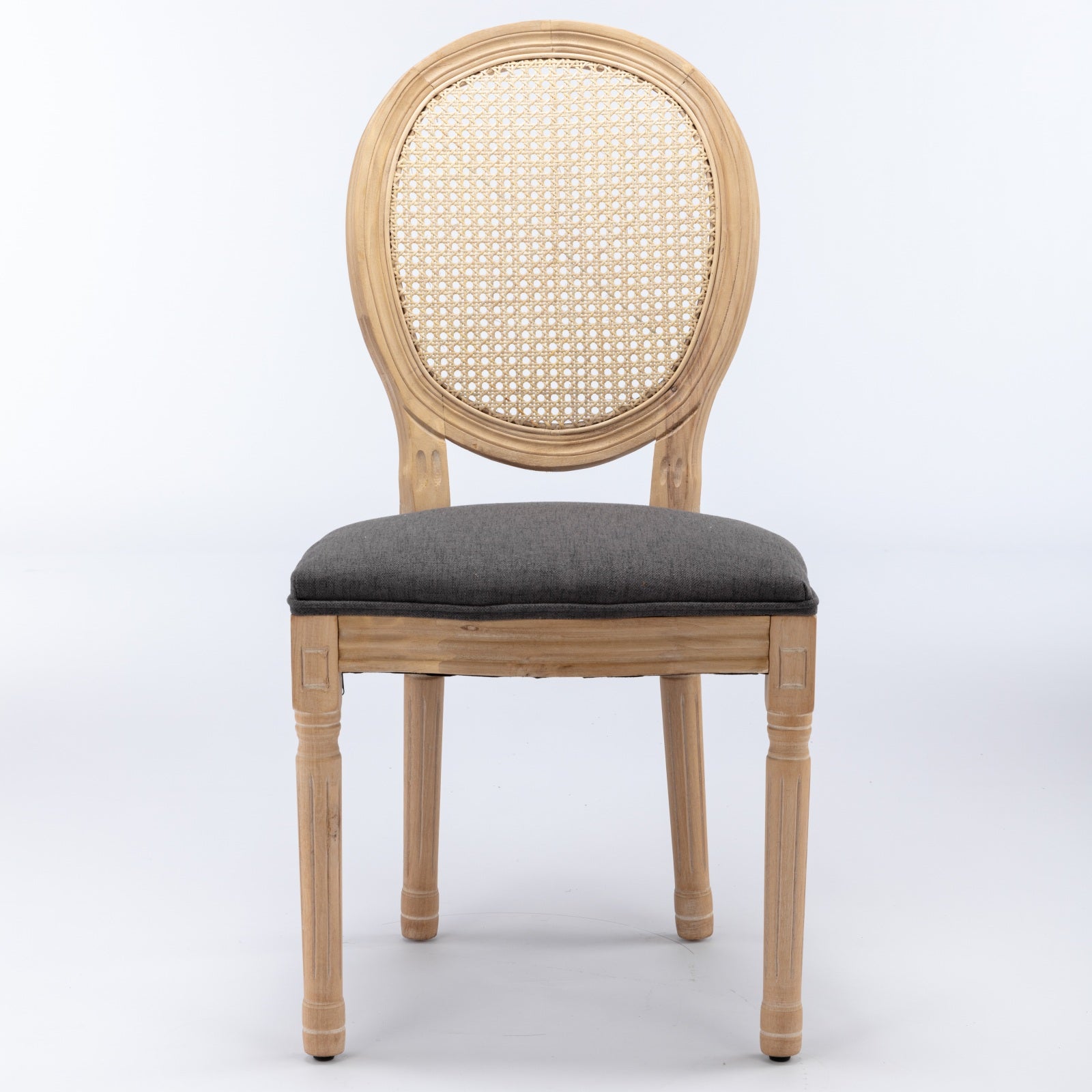 Iseo gray button tufted dining chair straight front view on white background