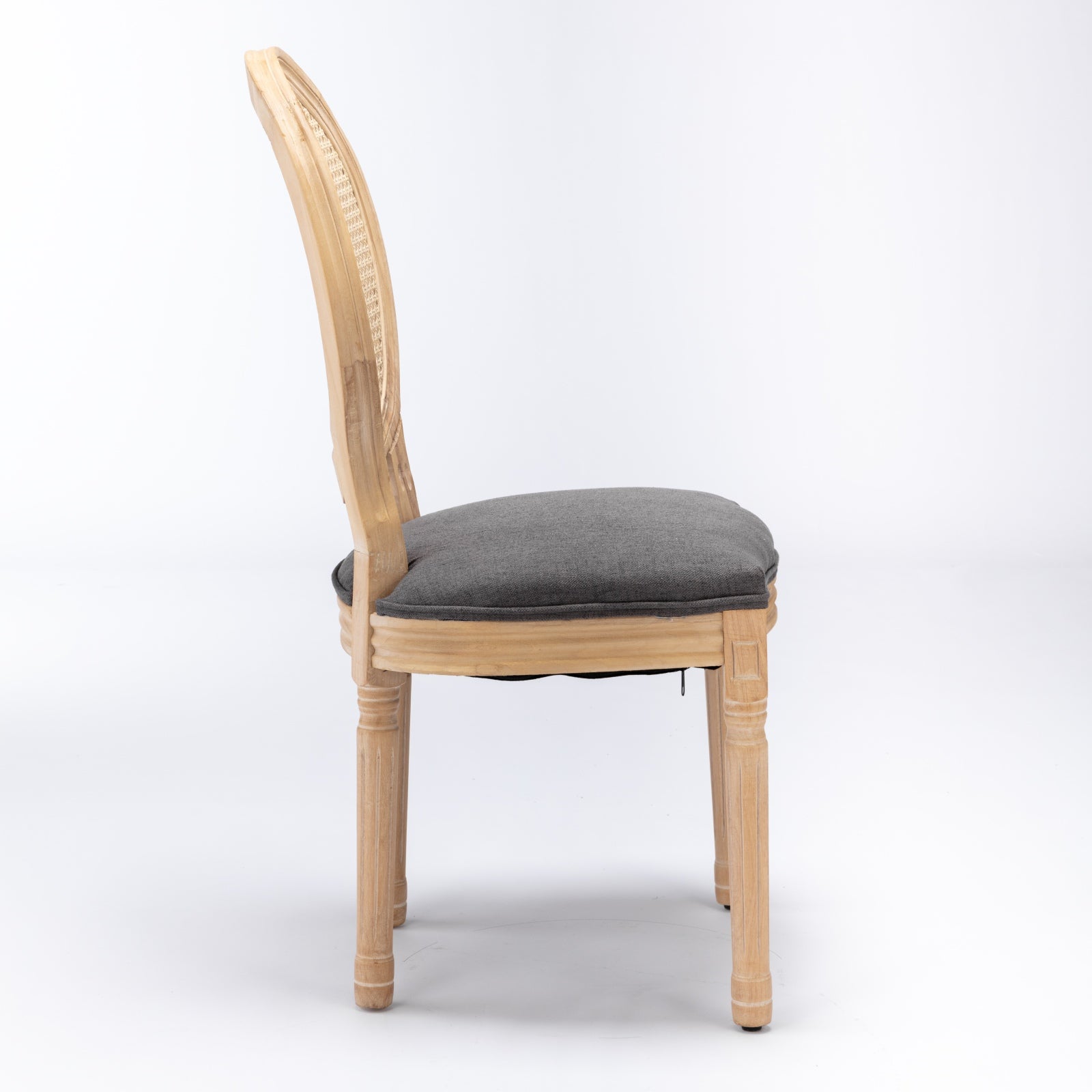 Iseo gray upholstered dining chair side view on white background