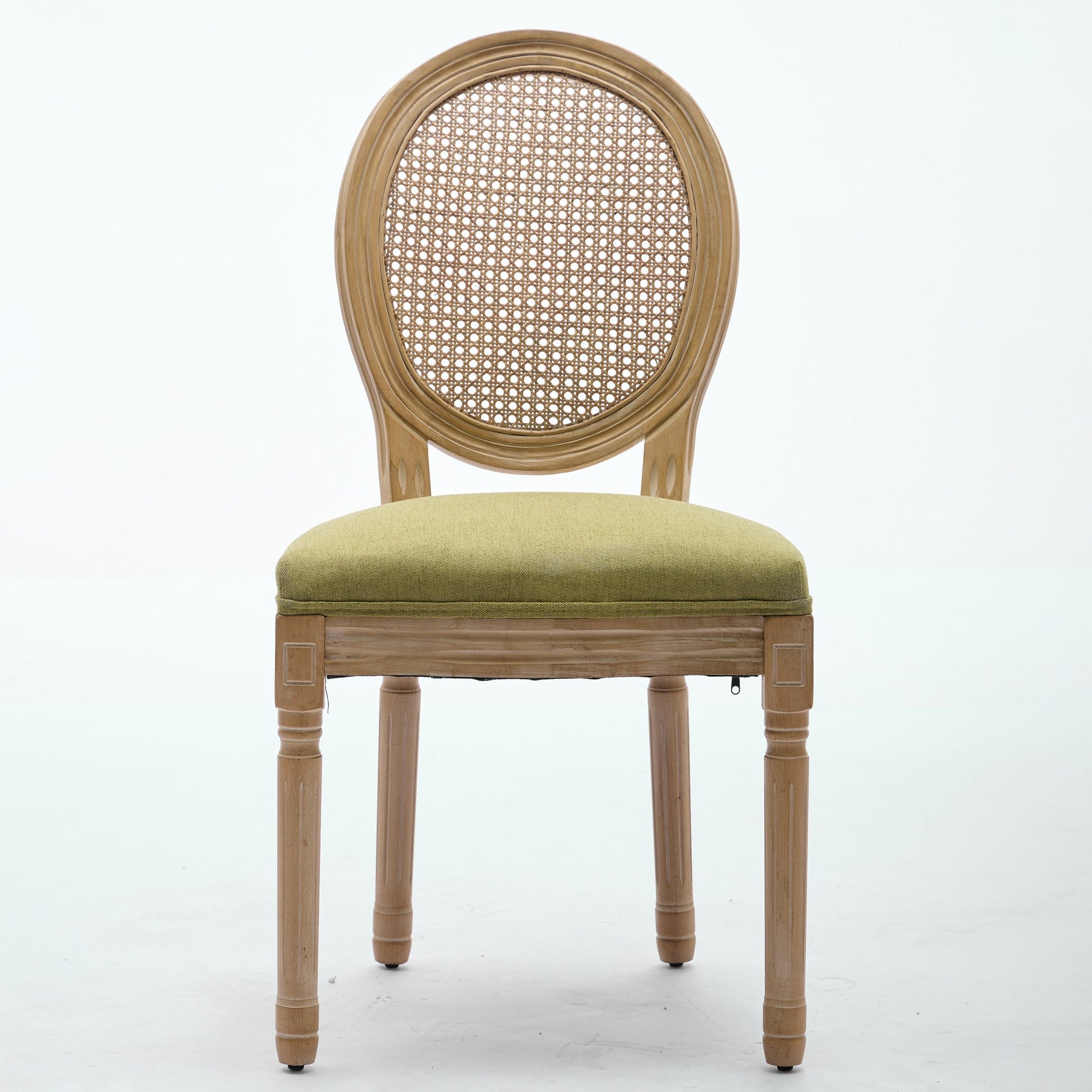 Iseo green button tufted dining chair straight front view on white background