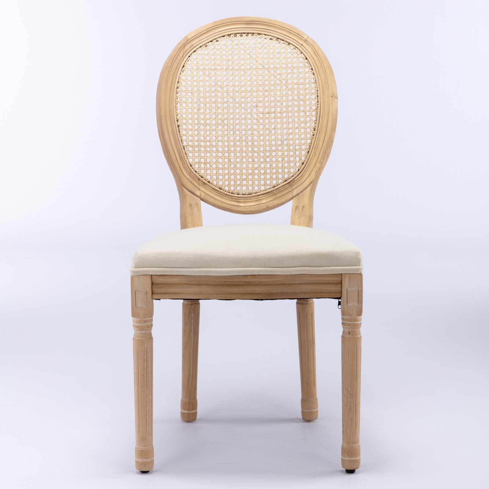 Iseo white button tufted dining chair straight front view on white background