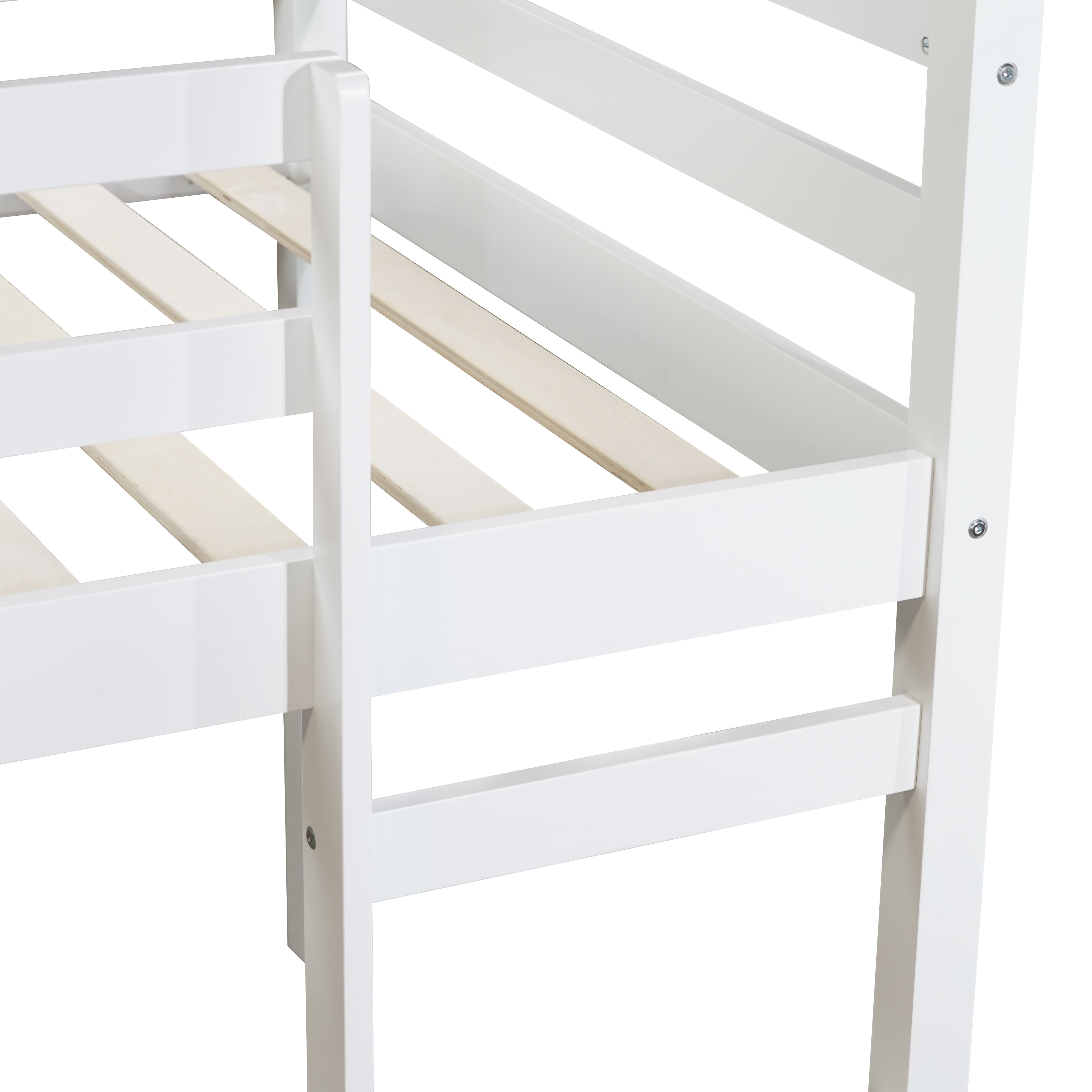 Ivara white low loft bed showing ladder